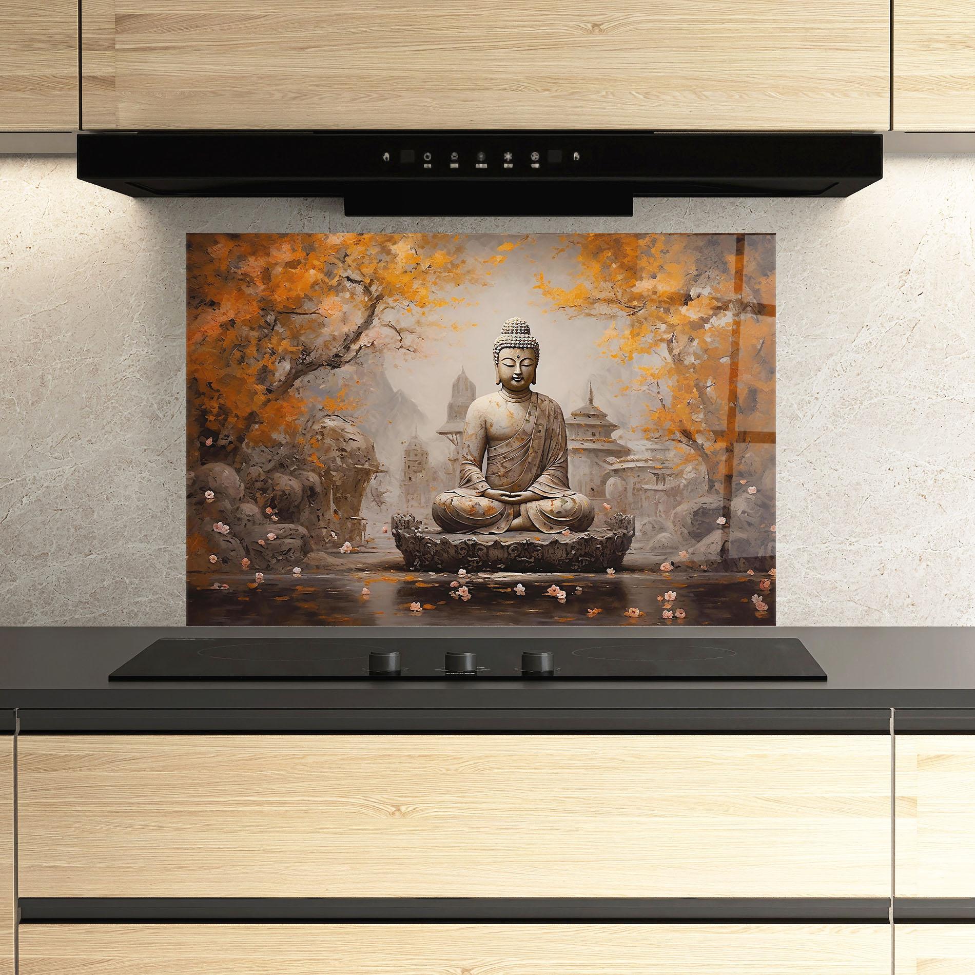 Panou Sticla Bucatarie Beautiful Buddha Art mockup 3