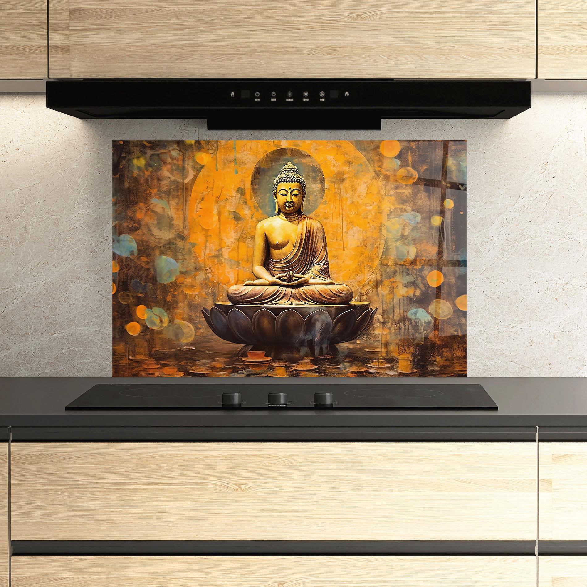 Panou Sticla Bucatarie Buddha Floating Art mockup 3