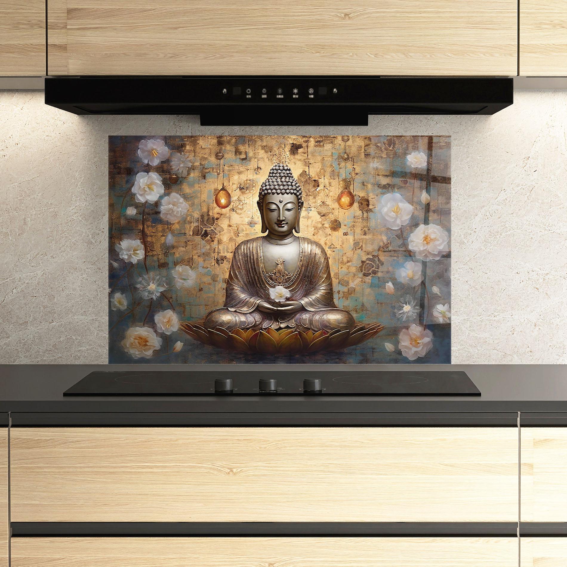 Panou Sticla Bucatarie Buddha Meditation Art mockup 3