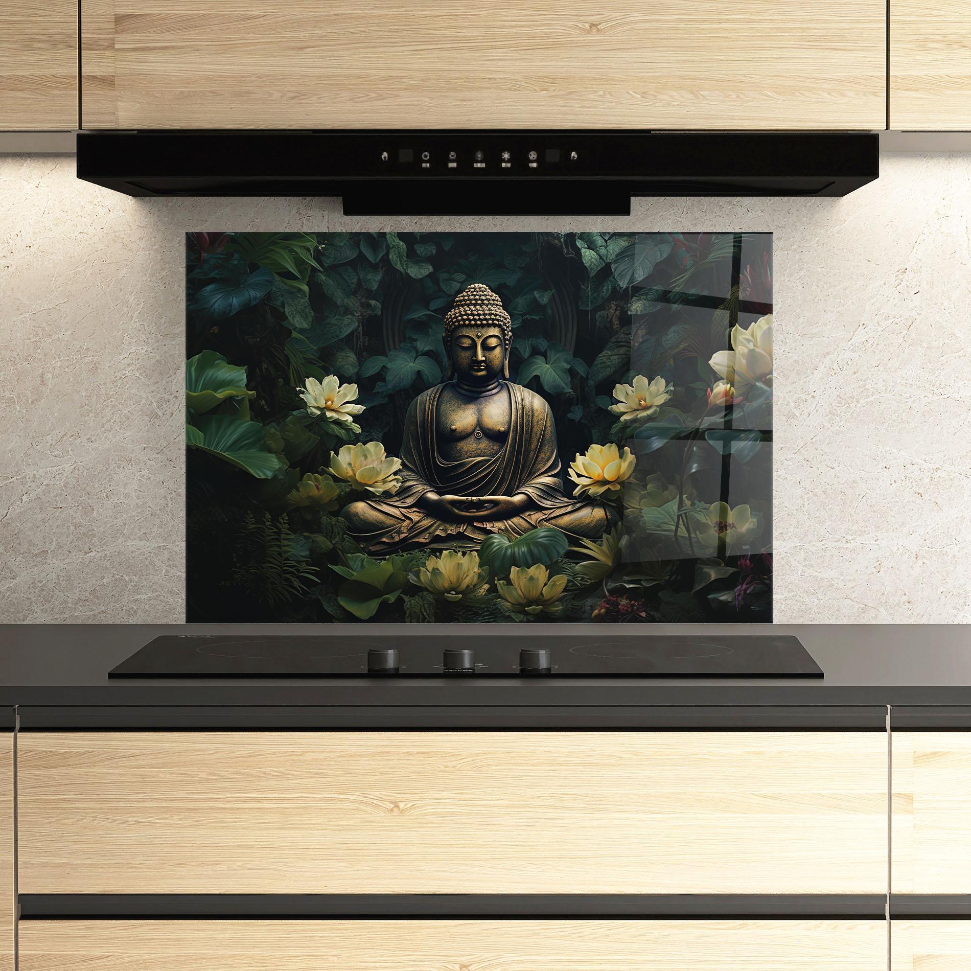 Panou Sticla Bucatarie Calm Buddha Art mockup 3