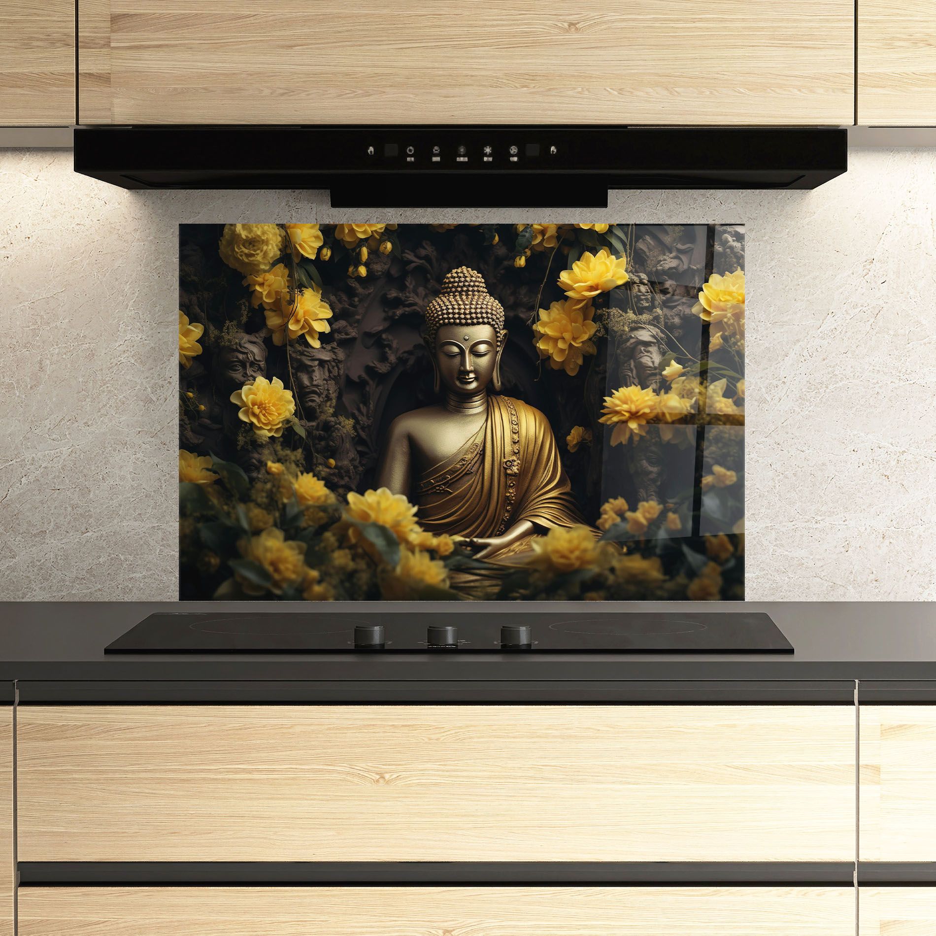 Gold Buddha Flowers mockup 3