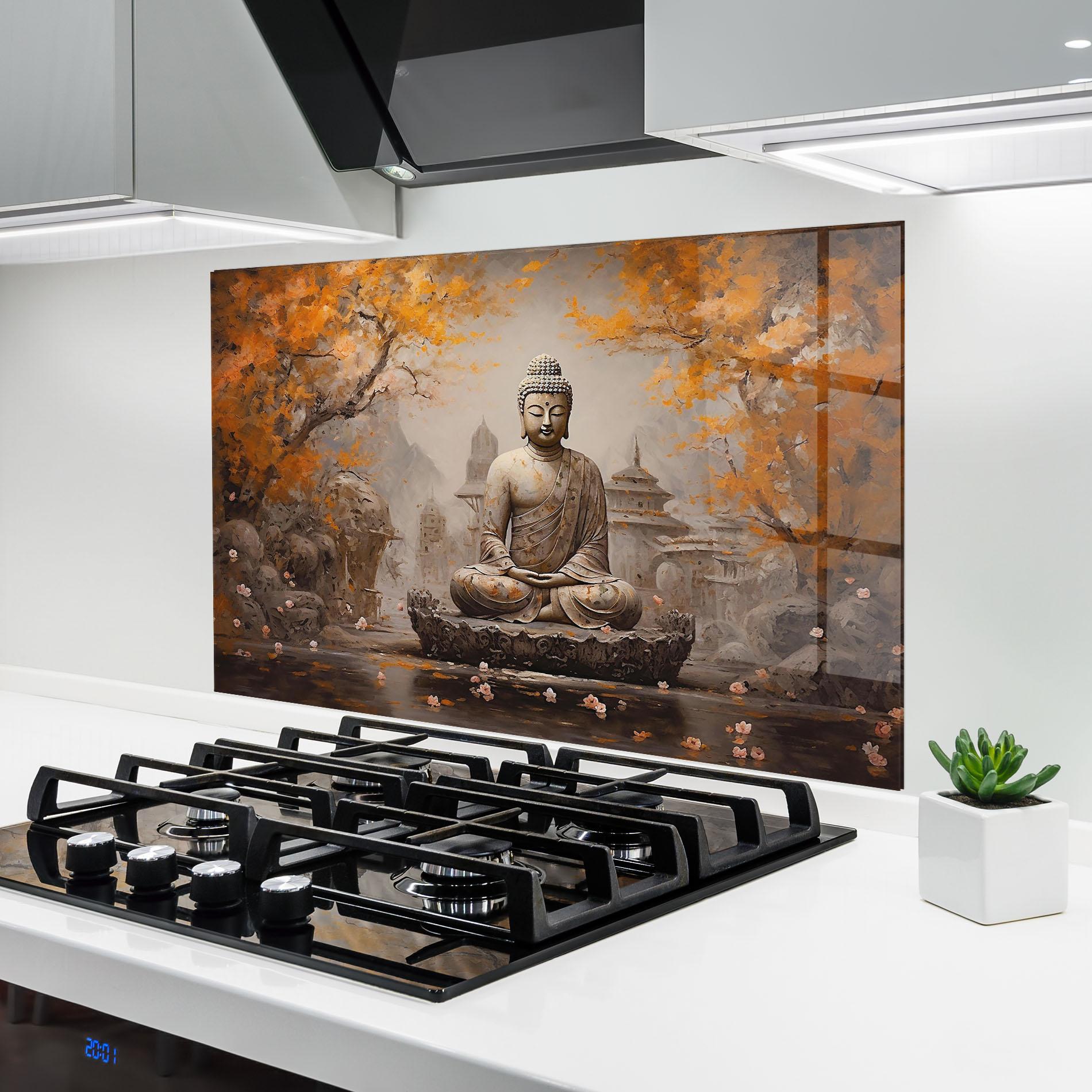 Panou Sticla Bucatarie Beautiful Buddha Art mockup 6