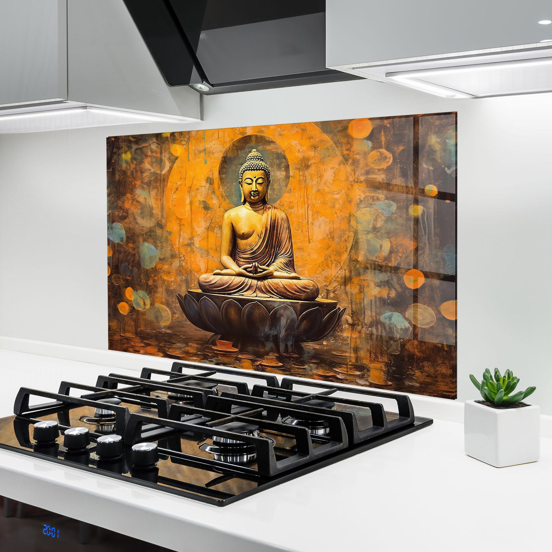 Panou Sticla Bucatarie Buddha Floating Art mockup 6