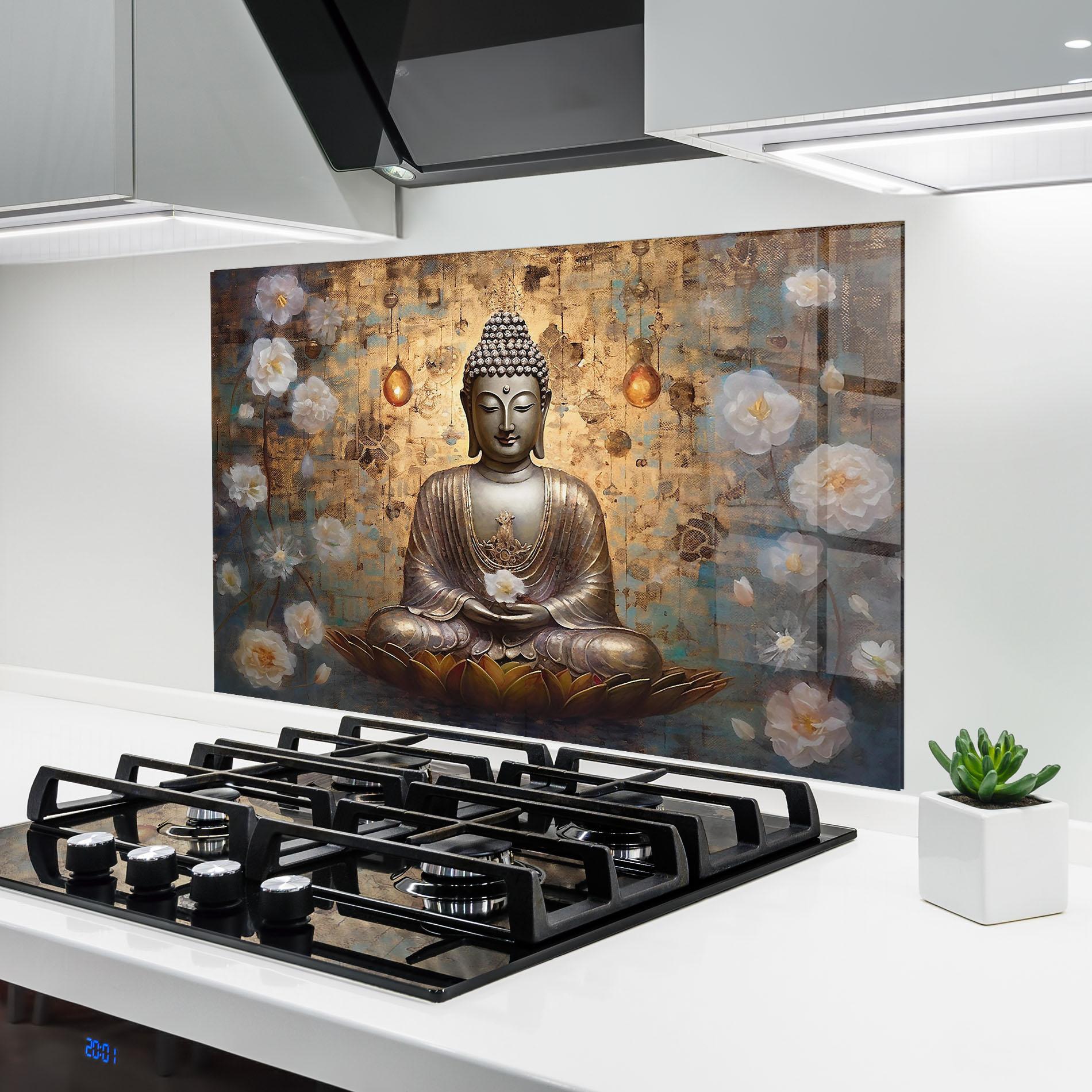 Panou Sticla Bucatarie Buddha Meditation Art mockup 6