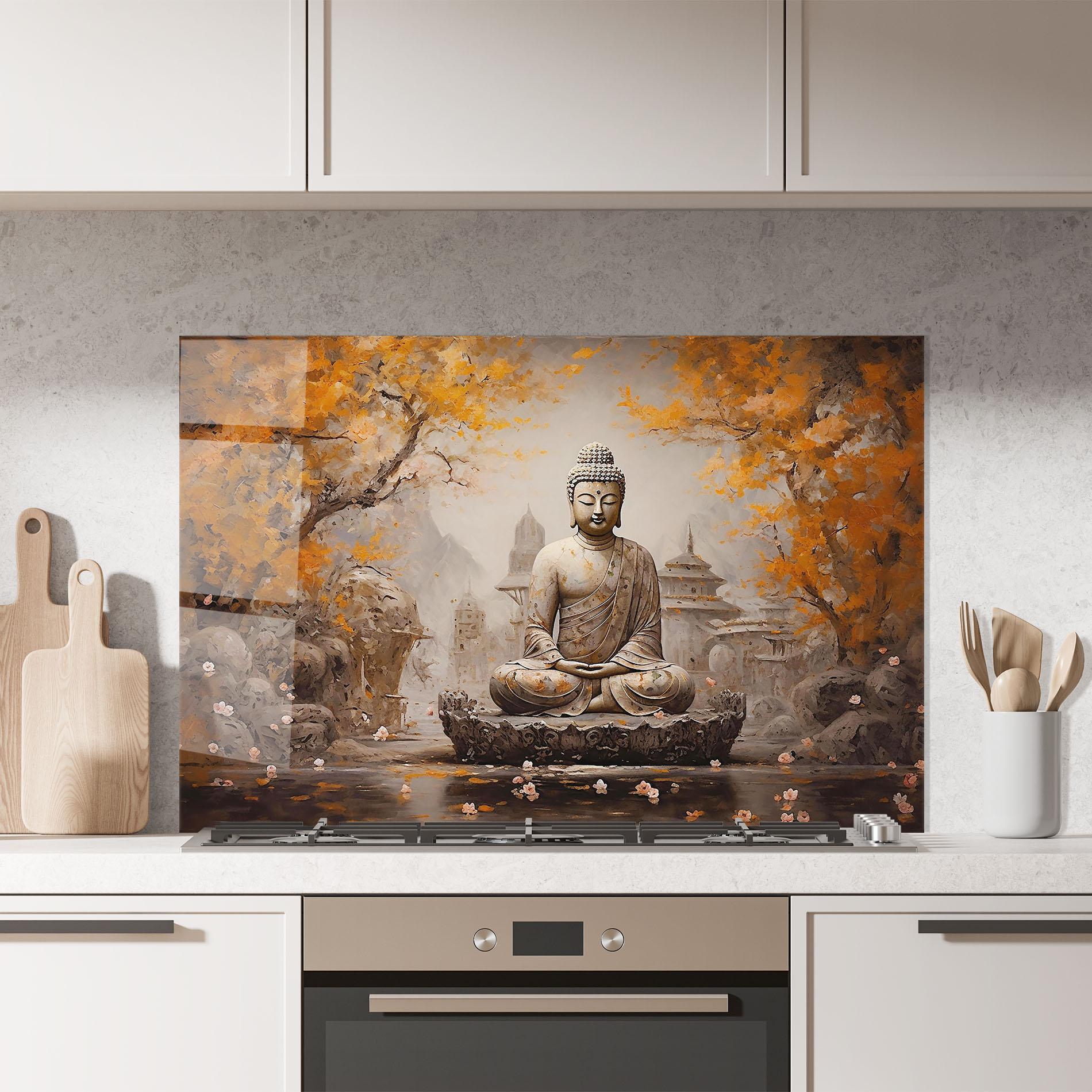 Panou Sticla Bucatarie Beautiful Buddha Art mockup 7