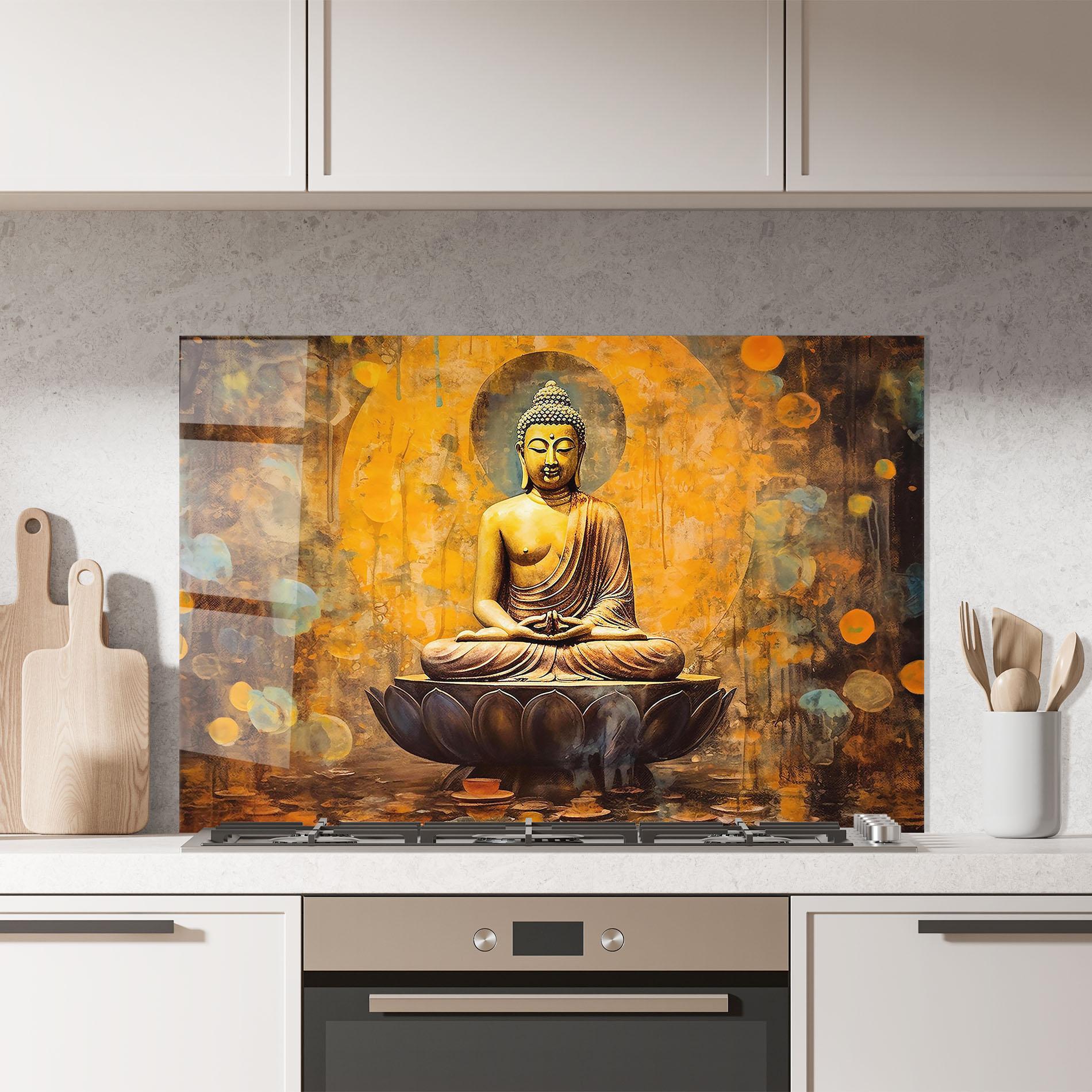 Panou Sticla Bucatarie Buddha Floating Art mockup 7