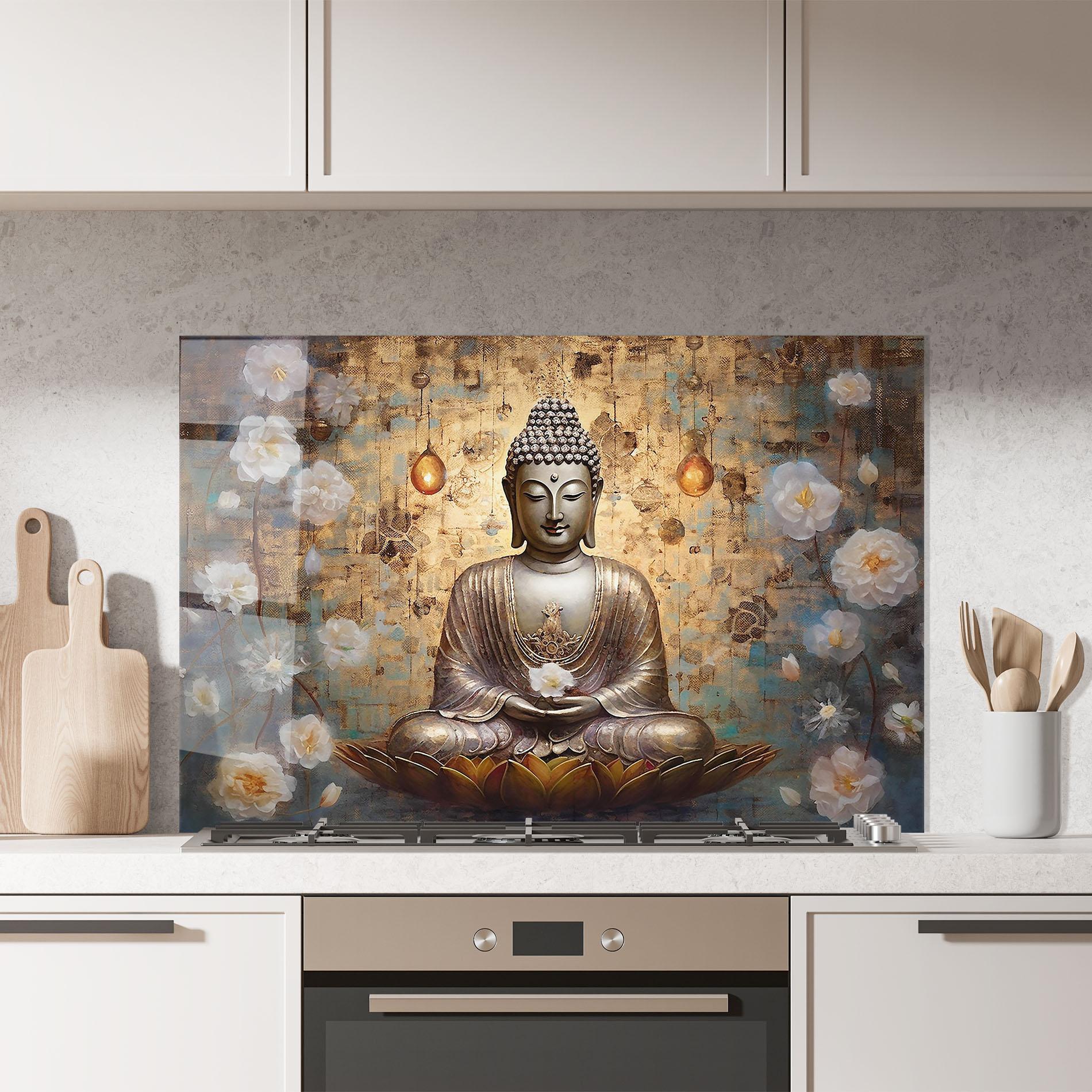 Panou Sticla Bucatarie Buddha Meditation Art mockup 7