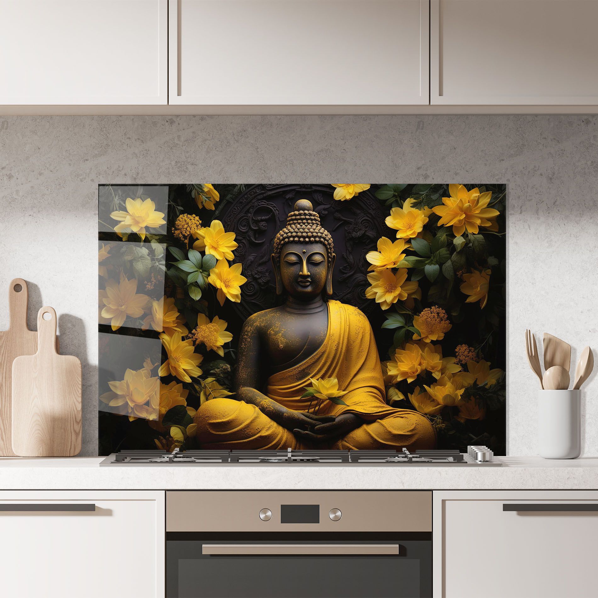 Buddha Yellow Statue mockup 7