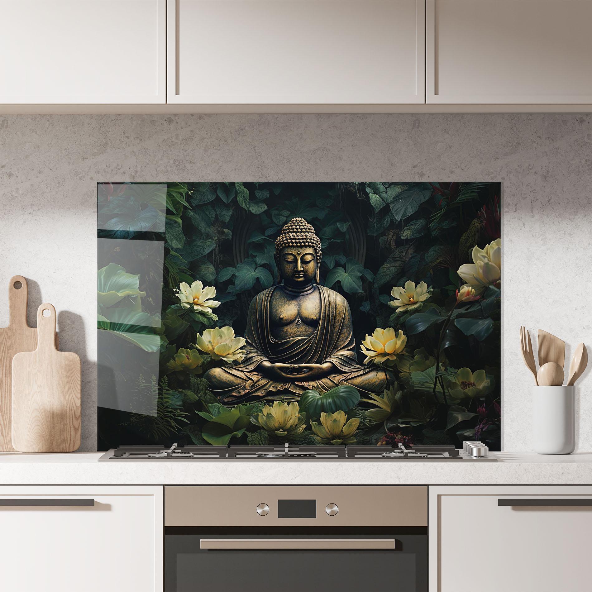 Panou Sticla Bucatarie Calm Buddha Art mockup 7