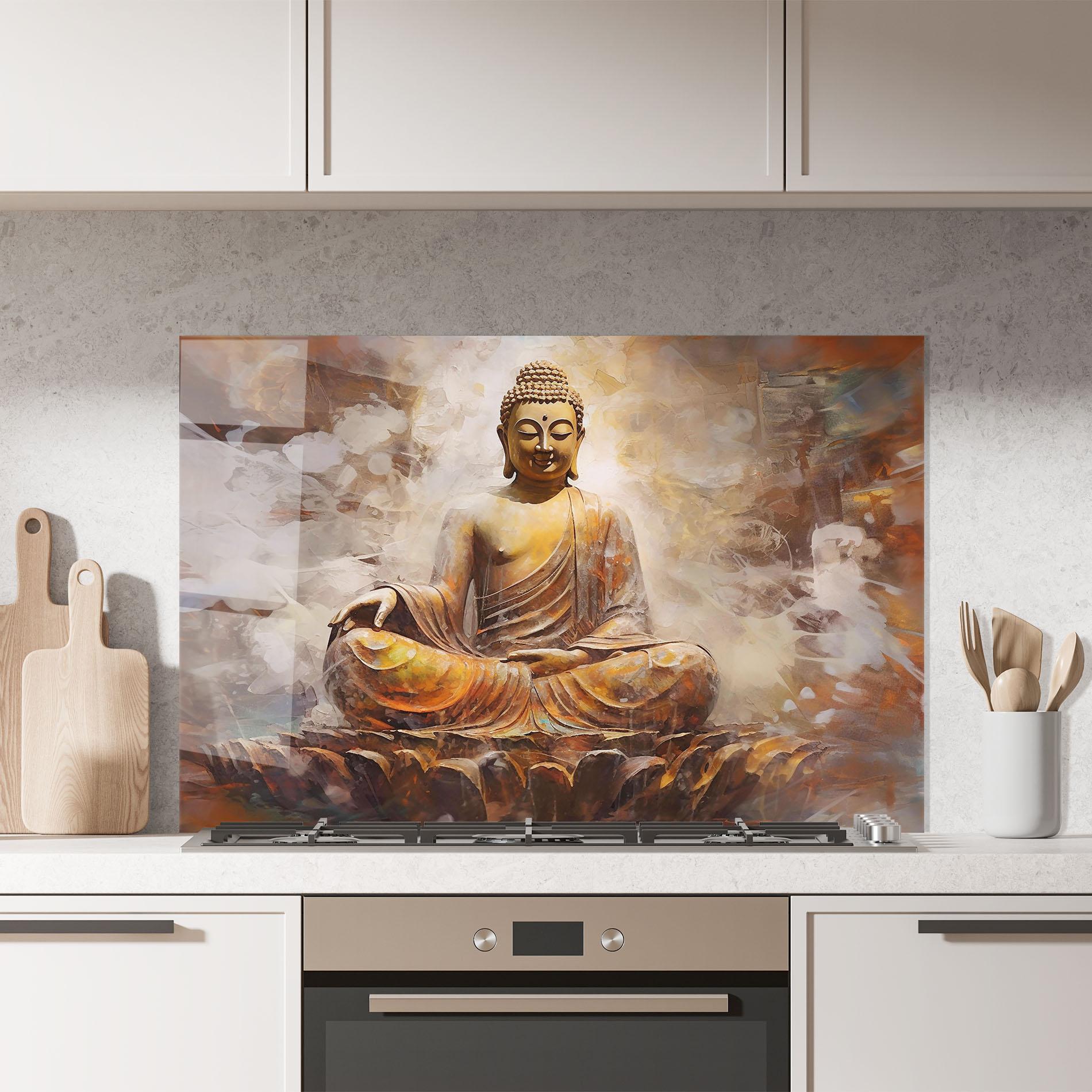 Panou Sticla Bucatarie Cream Orange Buddha mockup 7
