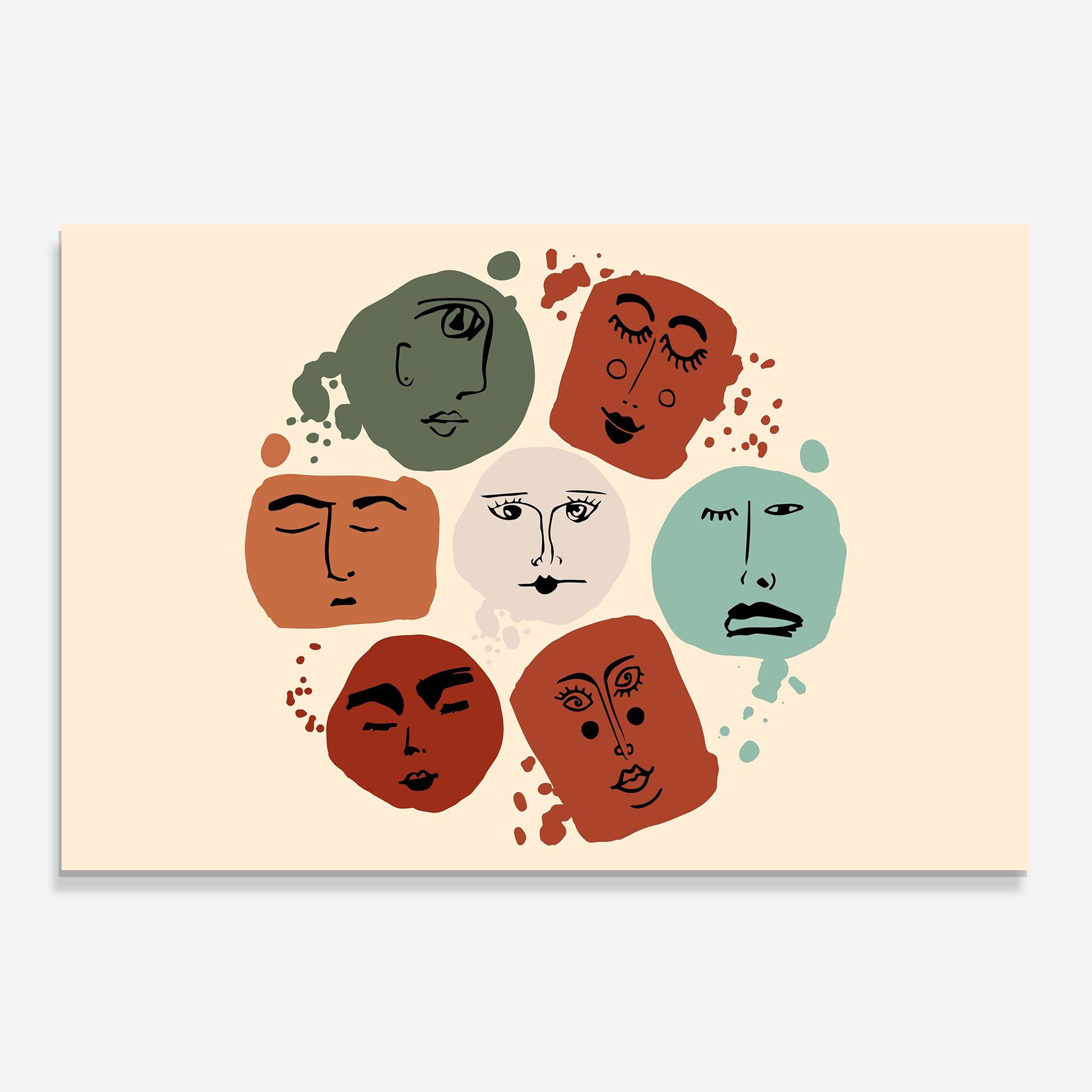 Panou Sticla Bucatarie Circle Faces mockup 0