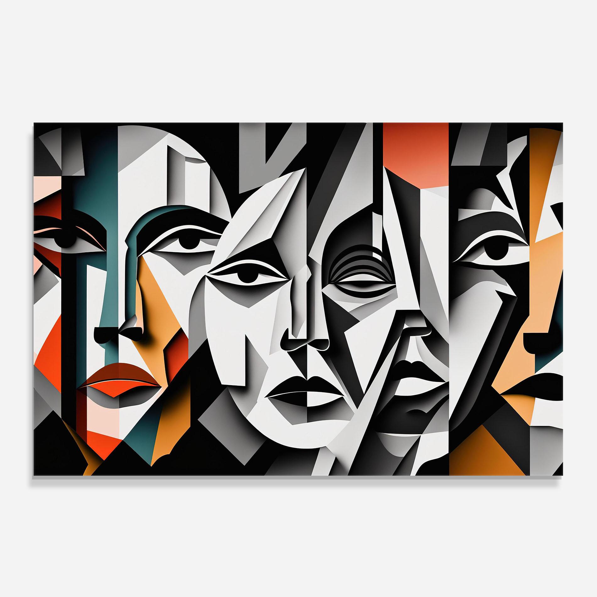 Panou Sticla Bucatarie Mix Faces Collage mockup 0