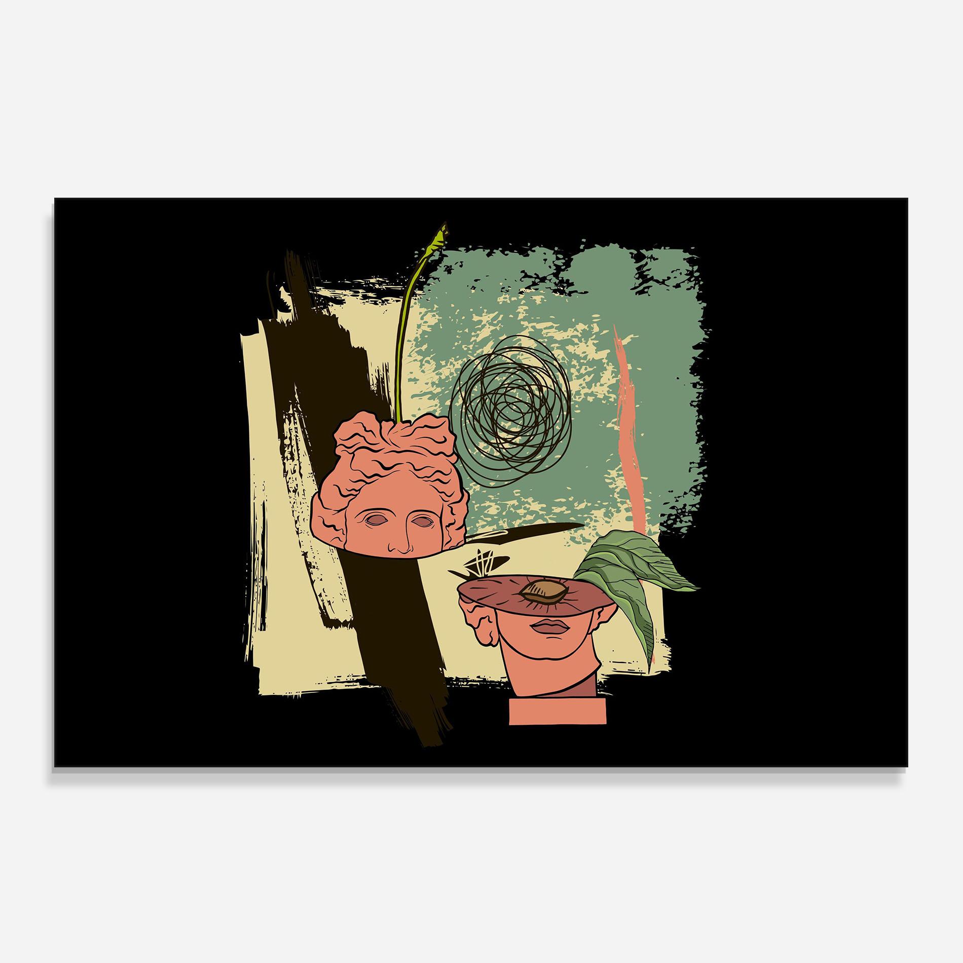 Panou Sticla Bucatarie Statue Fruit mockup 0