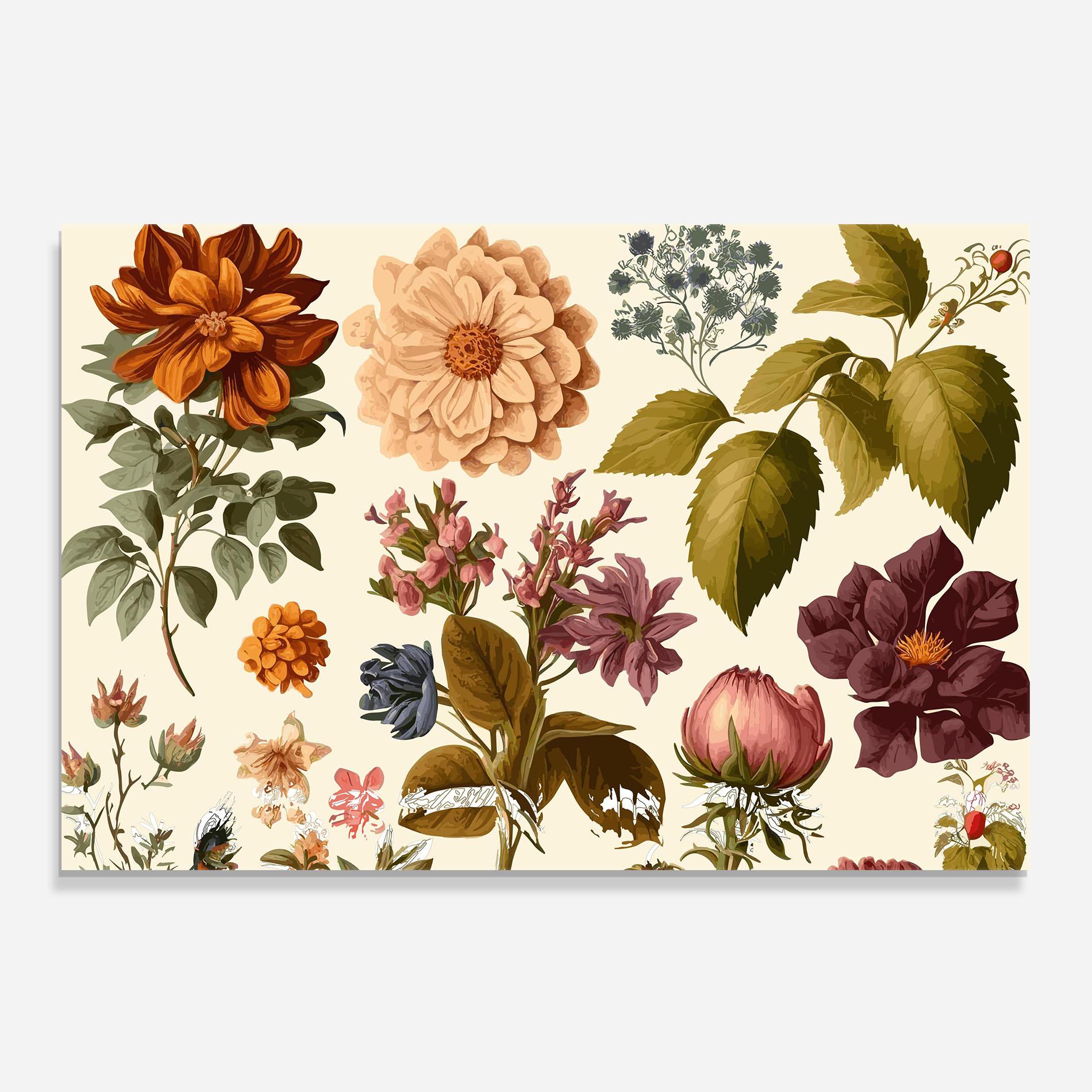 Panou Sticla Bucatarie Vintage Plant Collage mockup 0