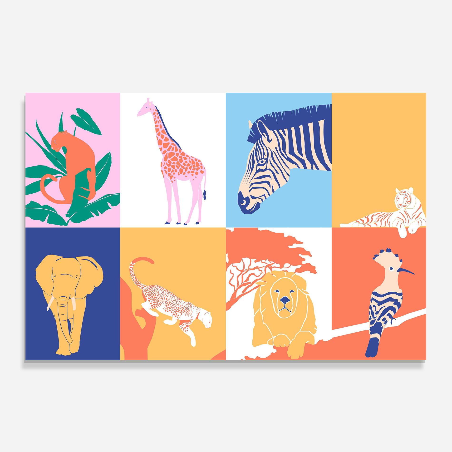 Panou Sticla Bucatarie Wild Life Collage mockup 0