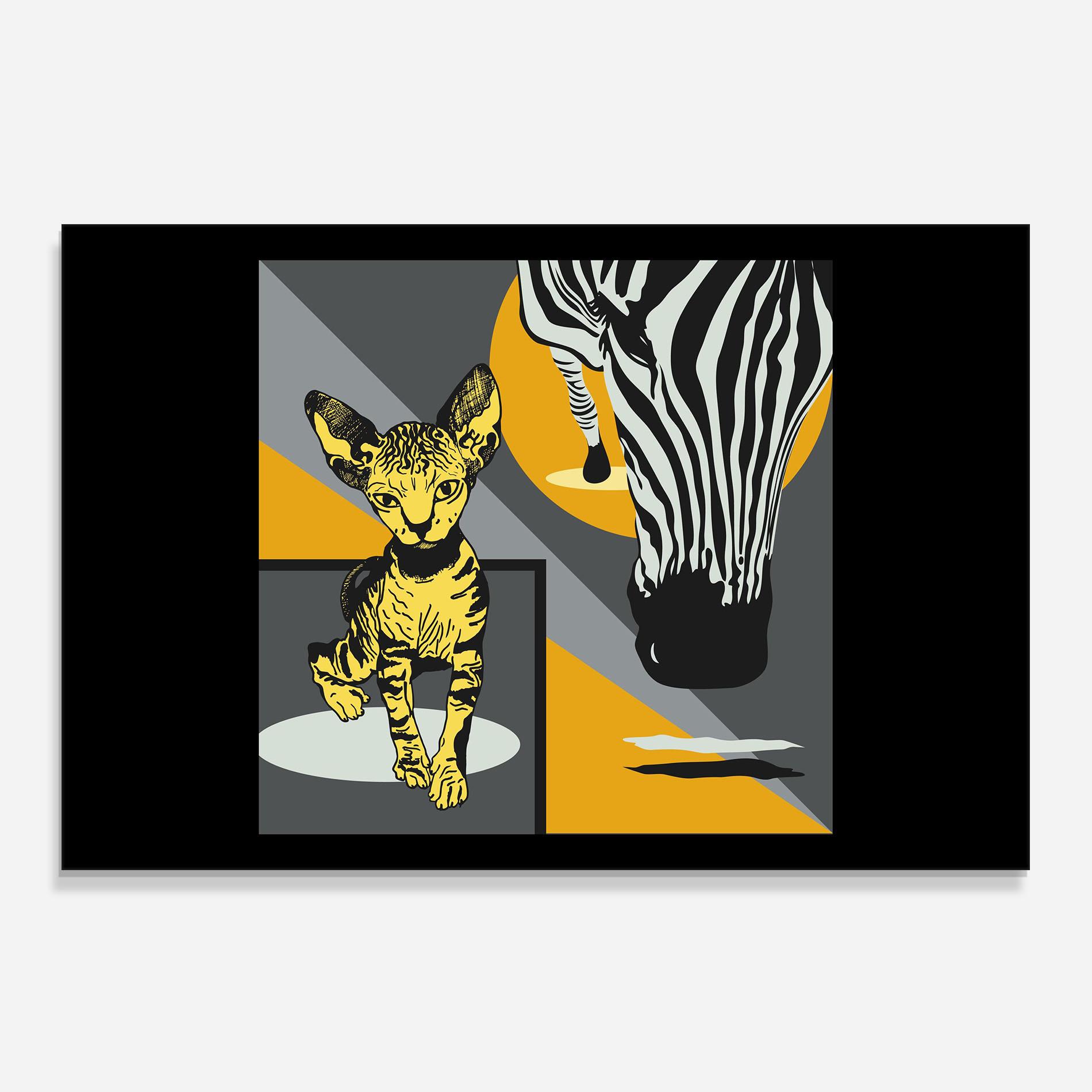 Panou Sticla Bucatarie Zebra And Cat mockup 0