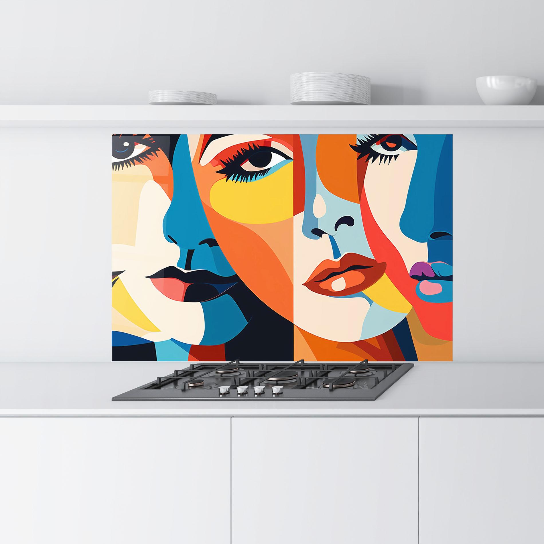 Panou Sticla Bucatarie Beauty Face Collage mockup 9