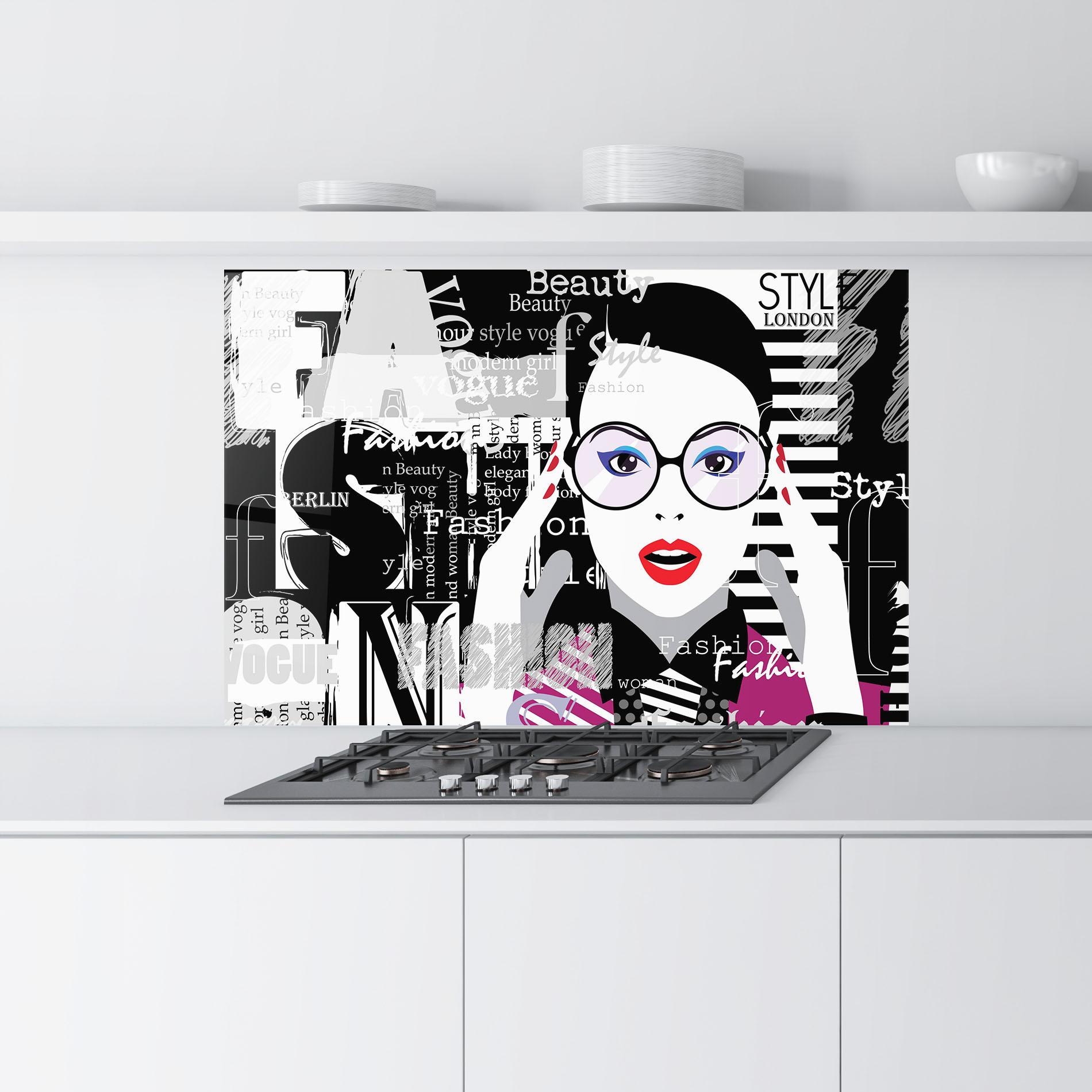 Panou Sticla Bucatarie Fashion Collage mockup 9