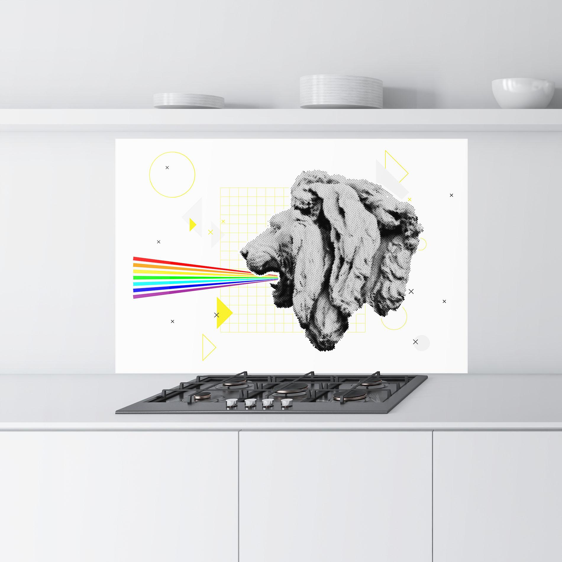 Panou Sticla Bucatarie Lion Collage mockup 9