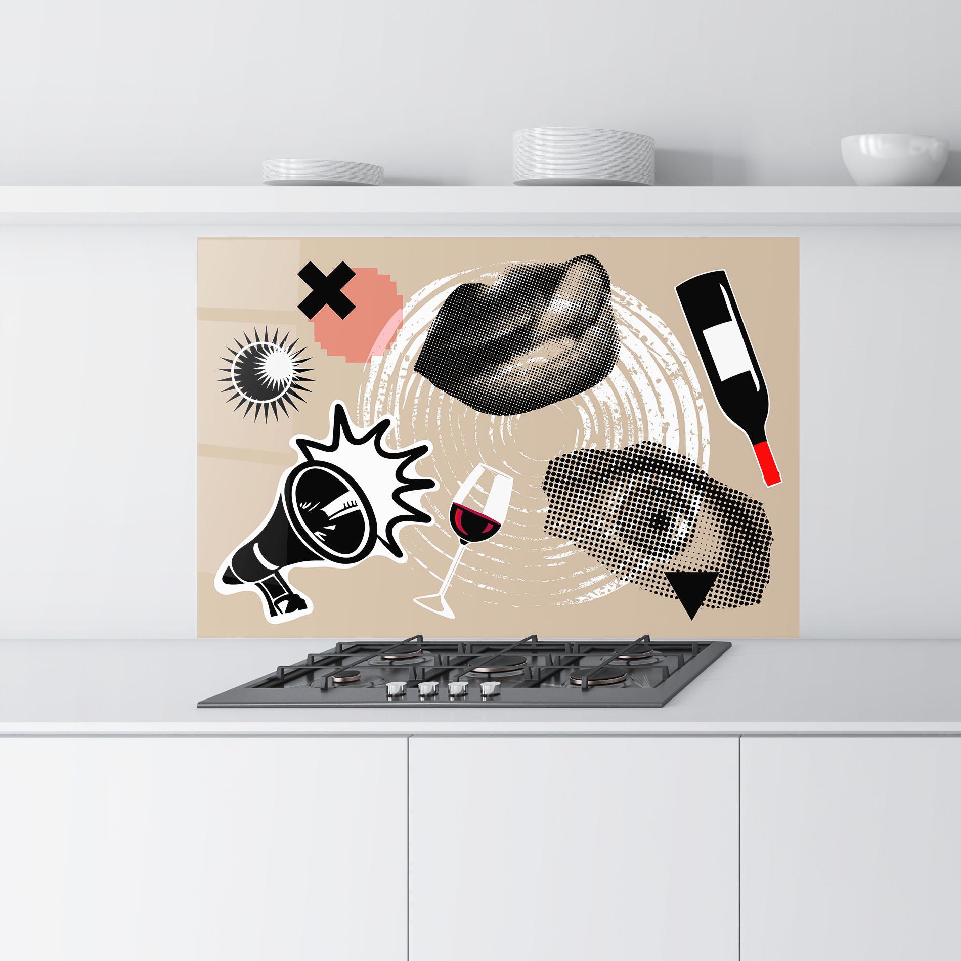 Panou Sticla Bucatarie Lips Mouth Collage mockup 9