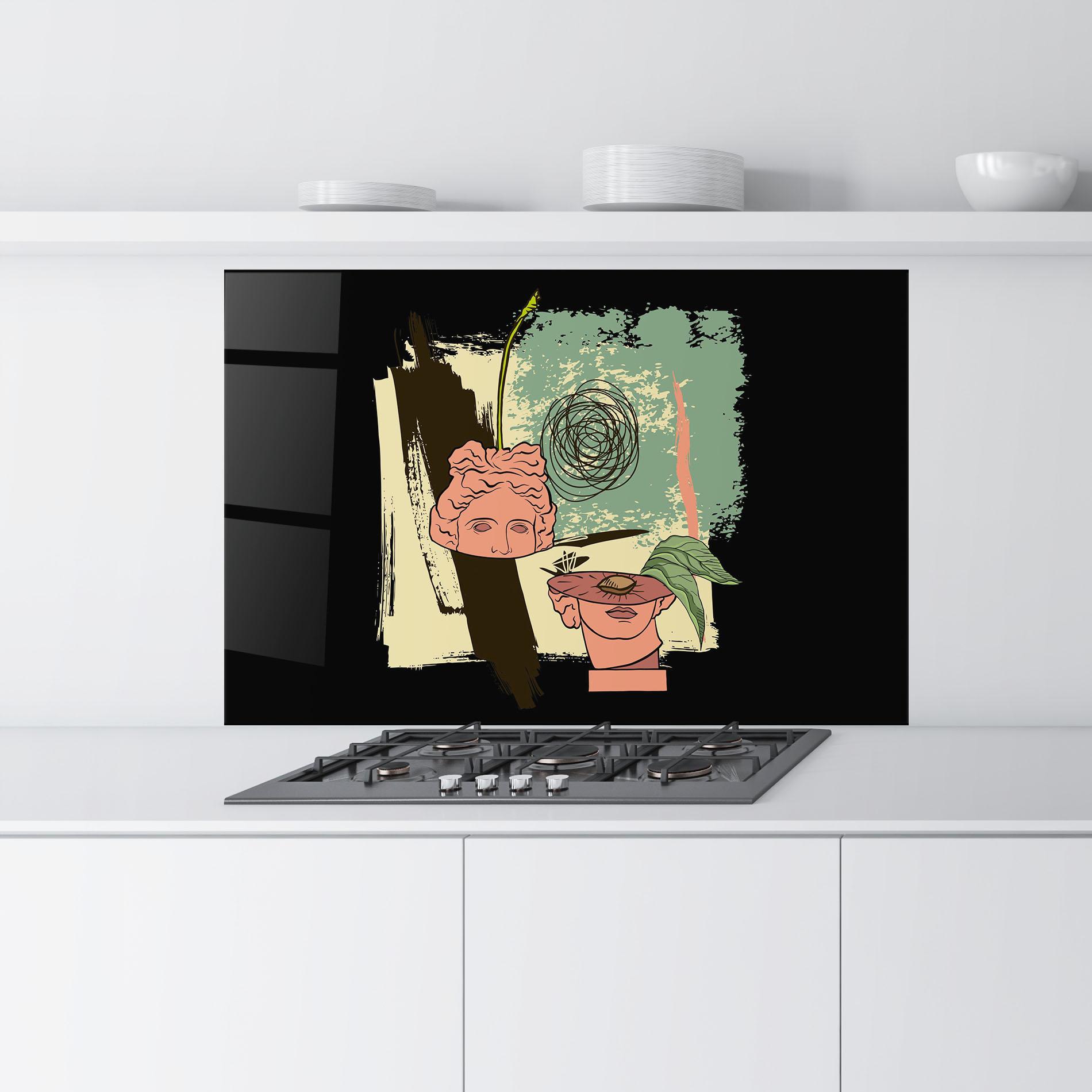 Panou Sticla Bucatarie Statue Fruit mockup 9