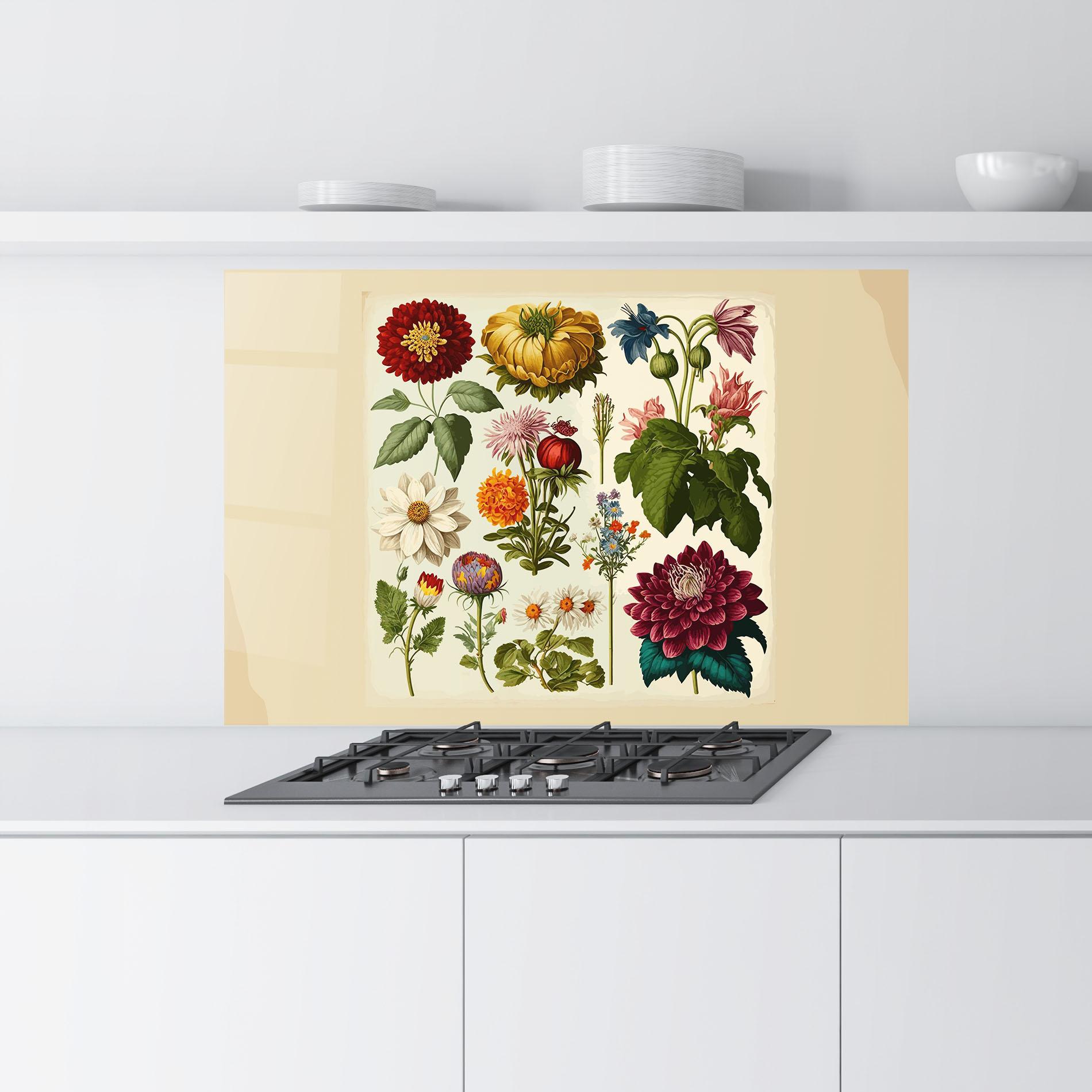 Panou Sticla Bucatarie Vintage Botanical mockup 9