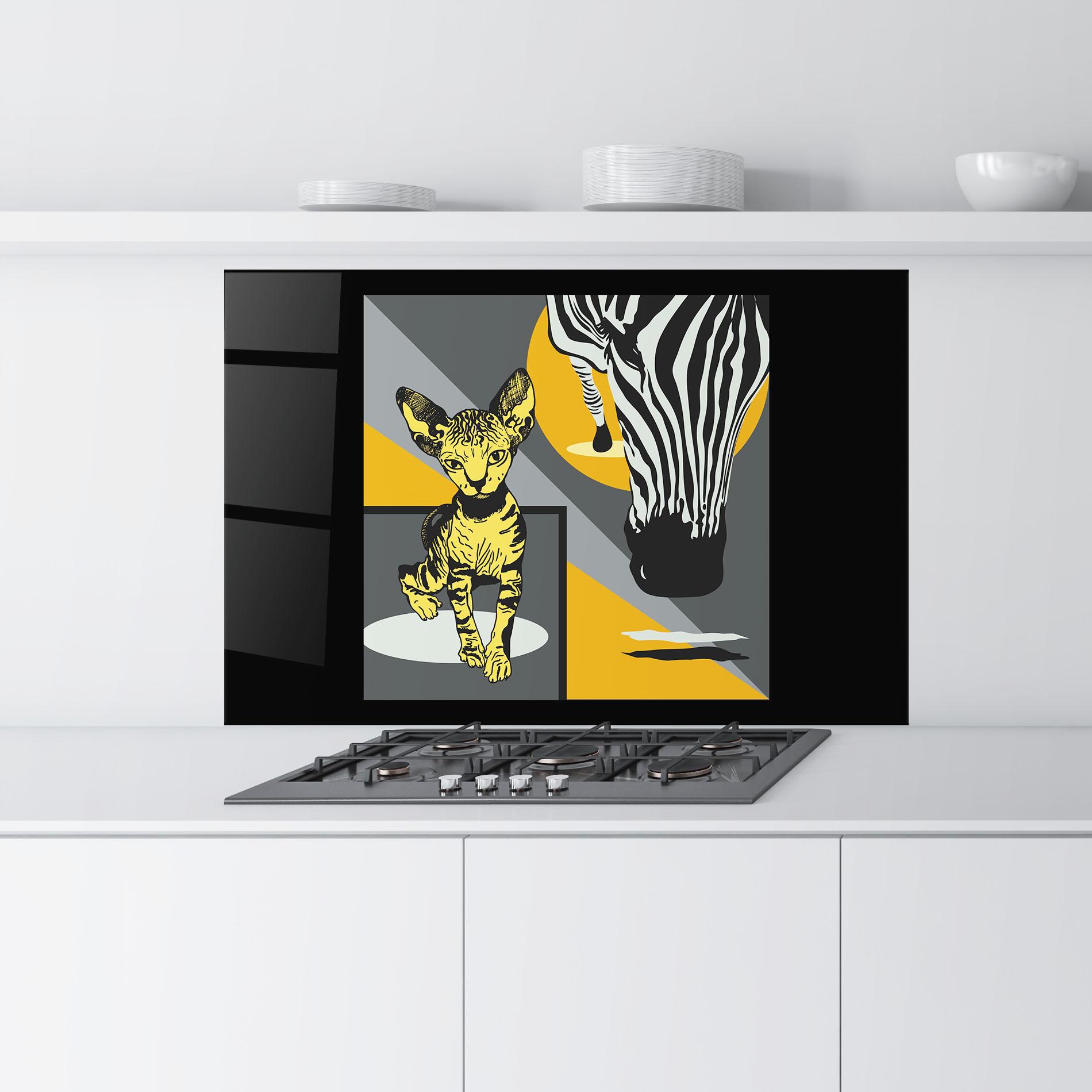Panou Sticla Bucatarie Zebra And Cat mockup 9