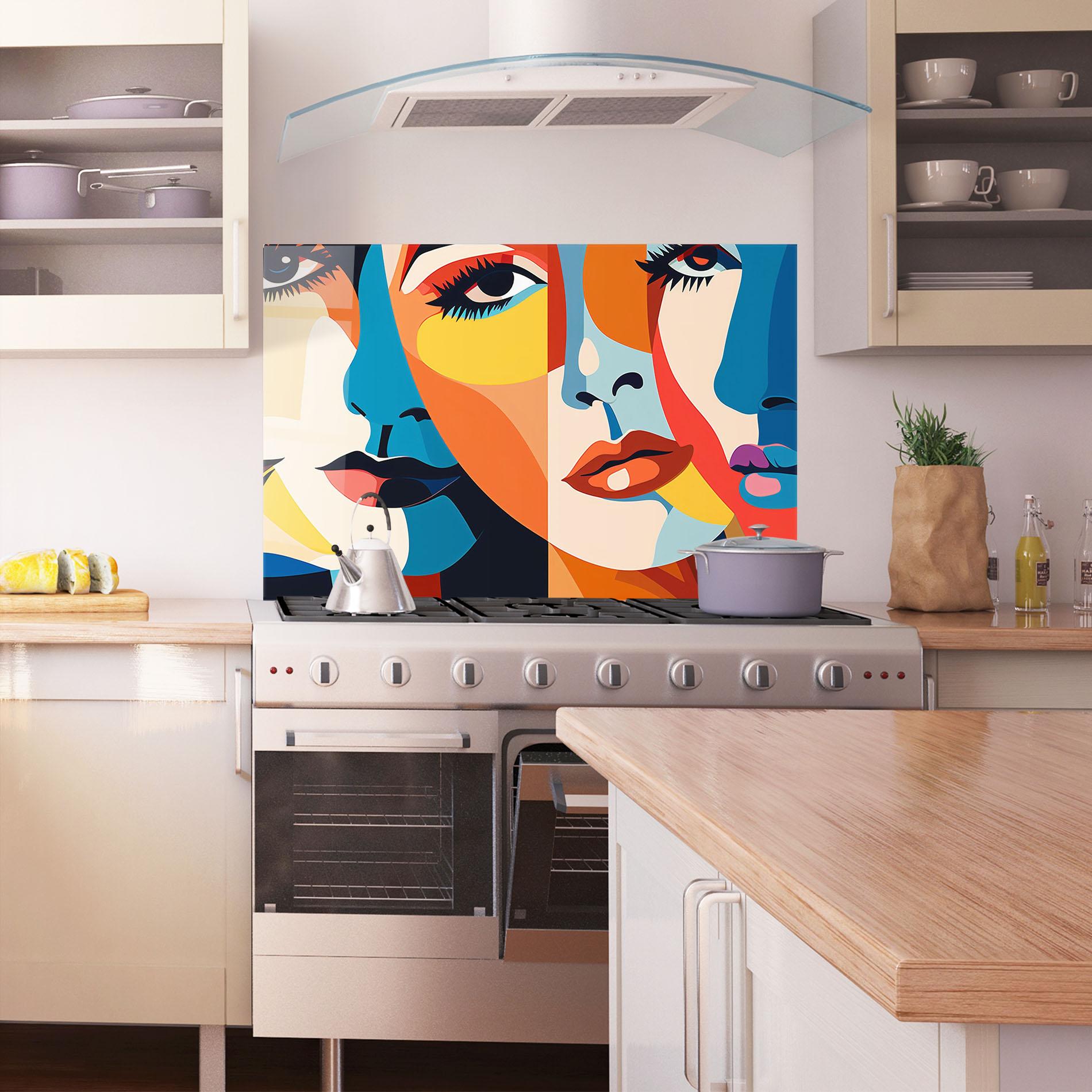 Panou Sticla Bucatarie Beauty Face Collage mockup 1