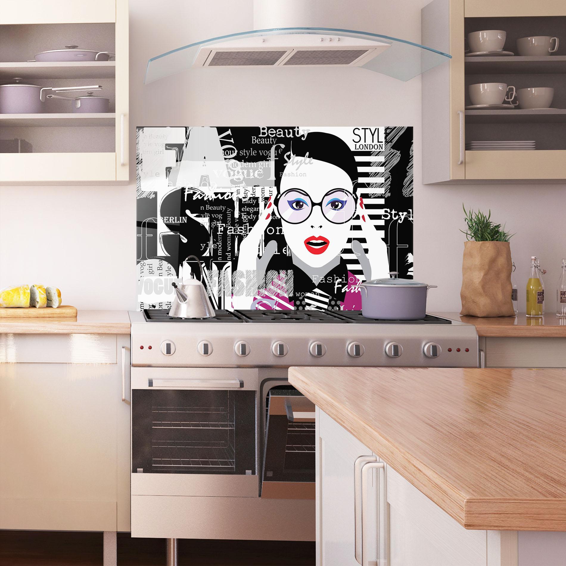 Panou Sticla Bucatarie Fashion Collage mockup 1