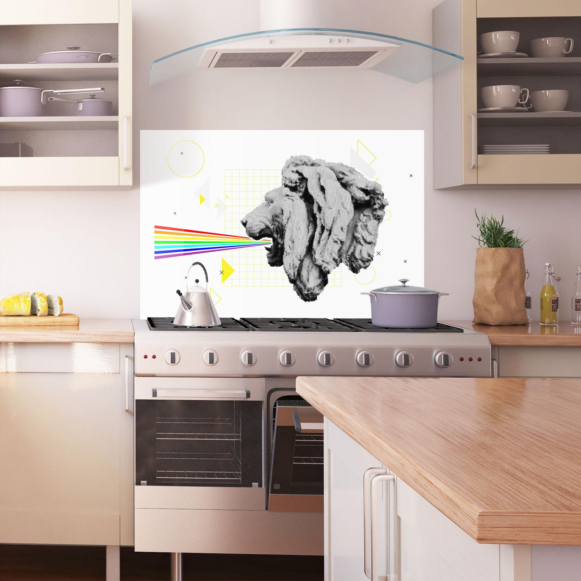 Panou Sticla Bucatarie Lion Collage mockup 1