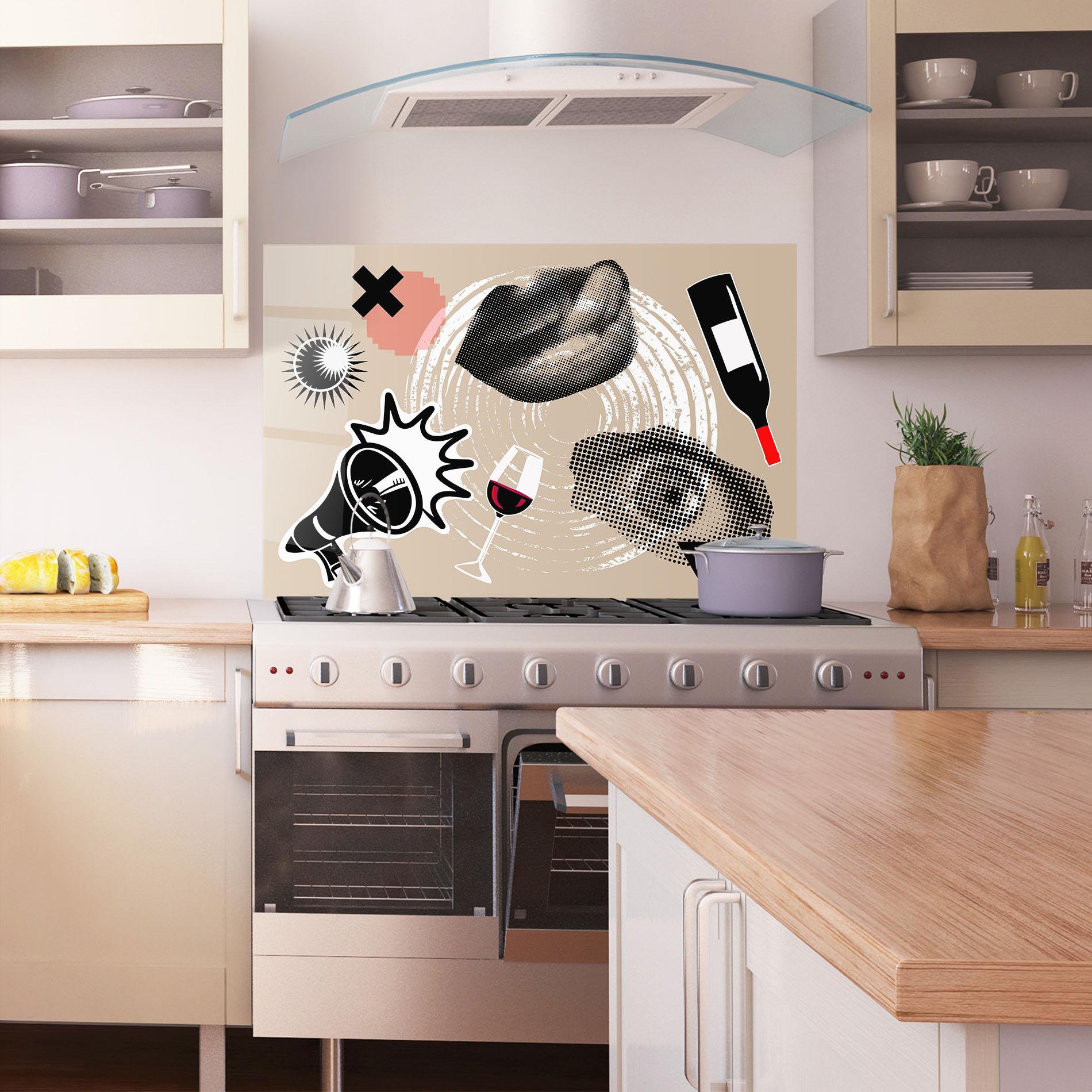 Panou Sticla Bucatarie Lips Mouth Collage mockup 1