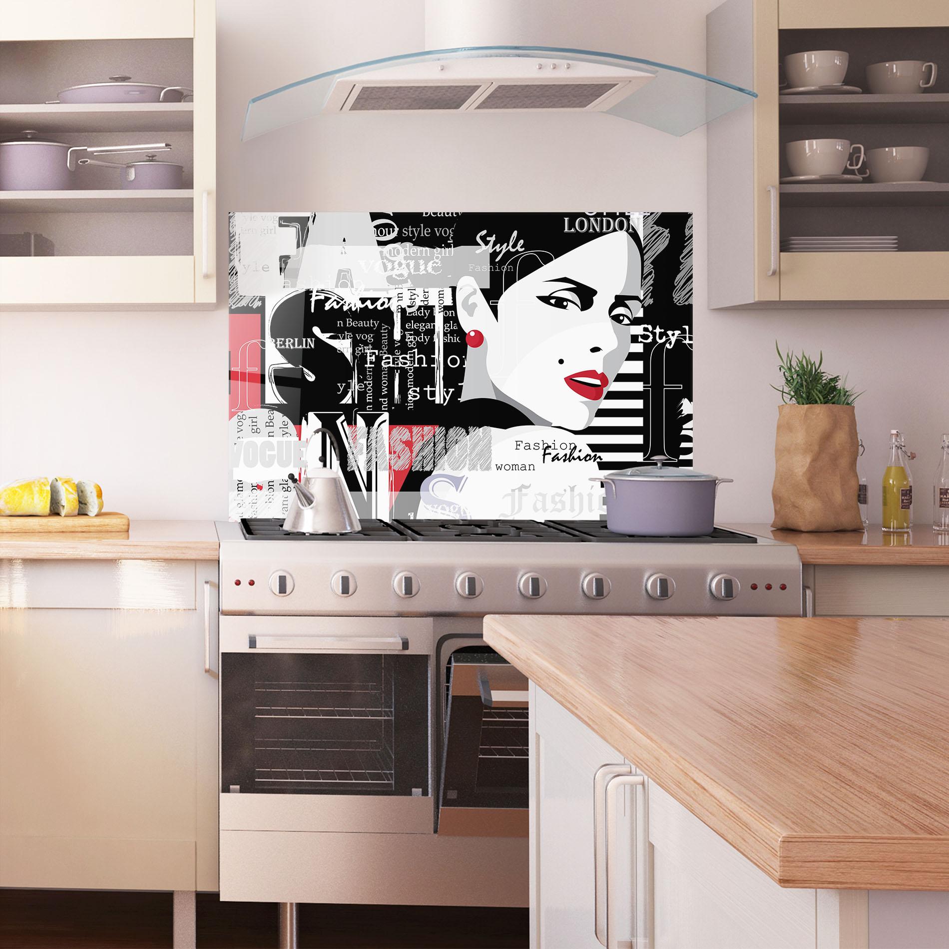 Panou Sticla Bucatarie London Fashion Collage mockup 1