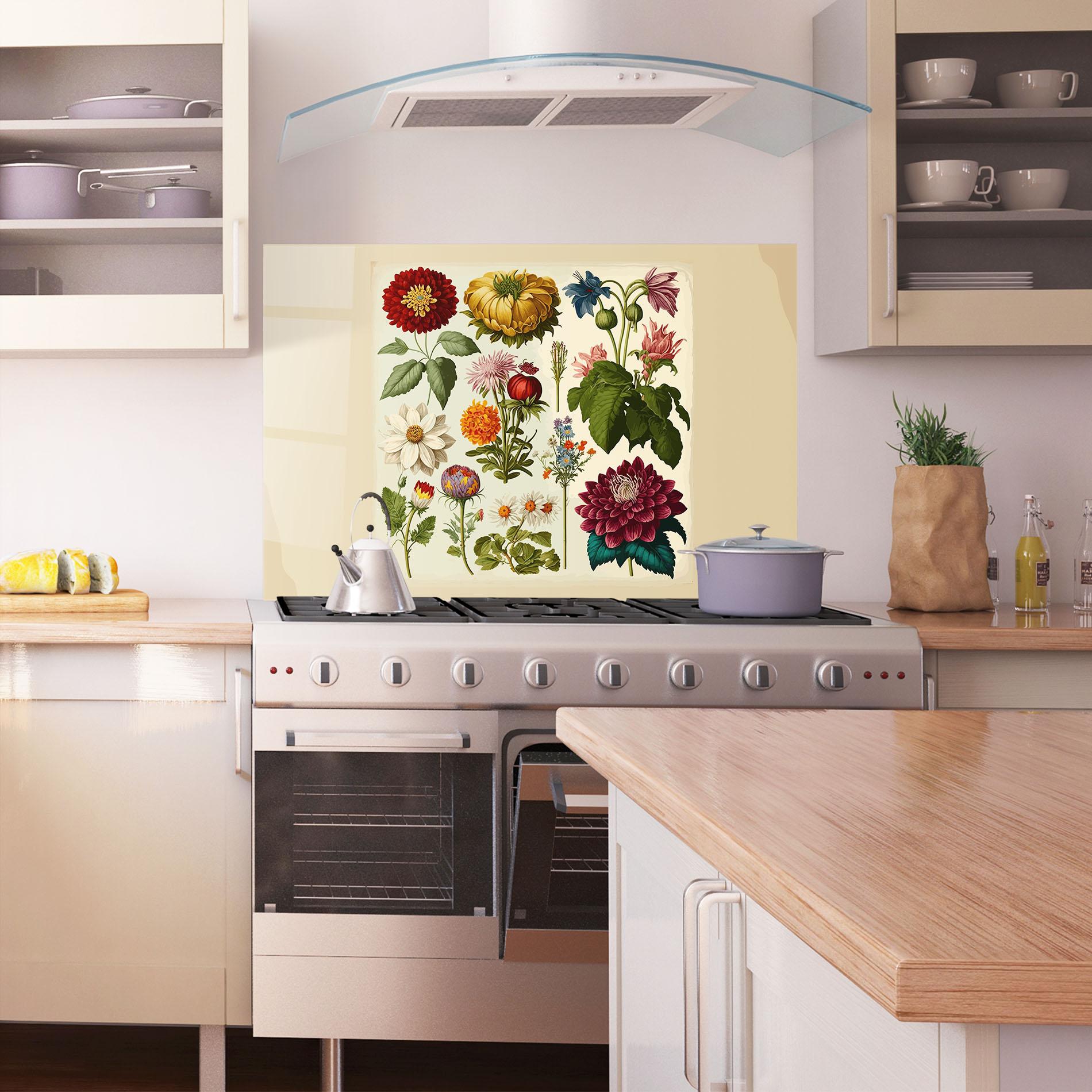 Panou Sticla Bucatarie Vintage Botanical mockup 1