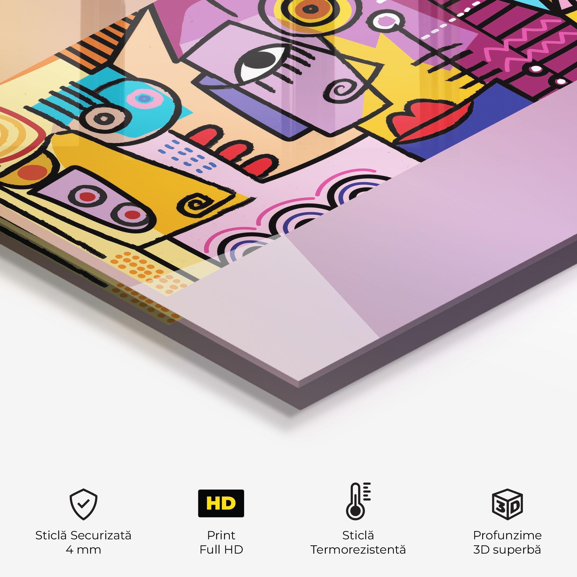 Panou Sticla Bucatarie Face Group Purple mockup 2