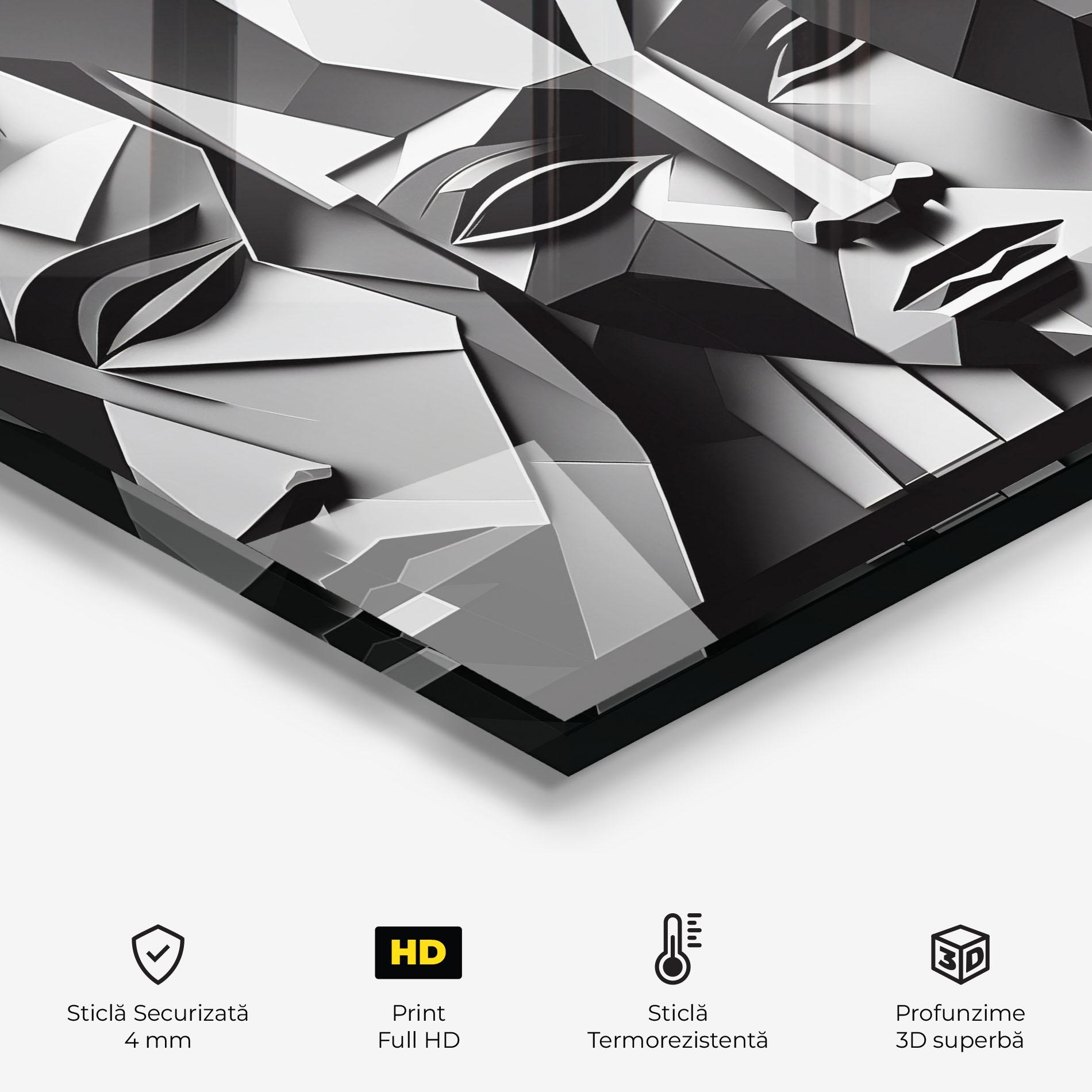 Panou Sticla Bucatarie Grey Faces Collage mockup 2