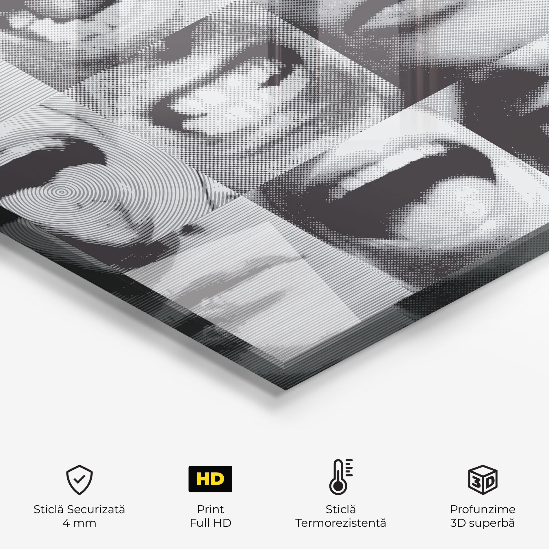 Panou Sticla Bucatarie Grey Mouth Collage mockup 2