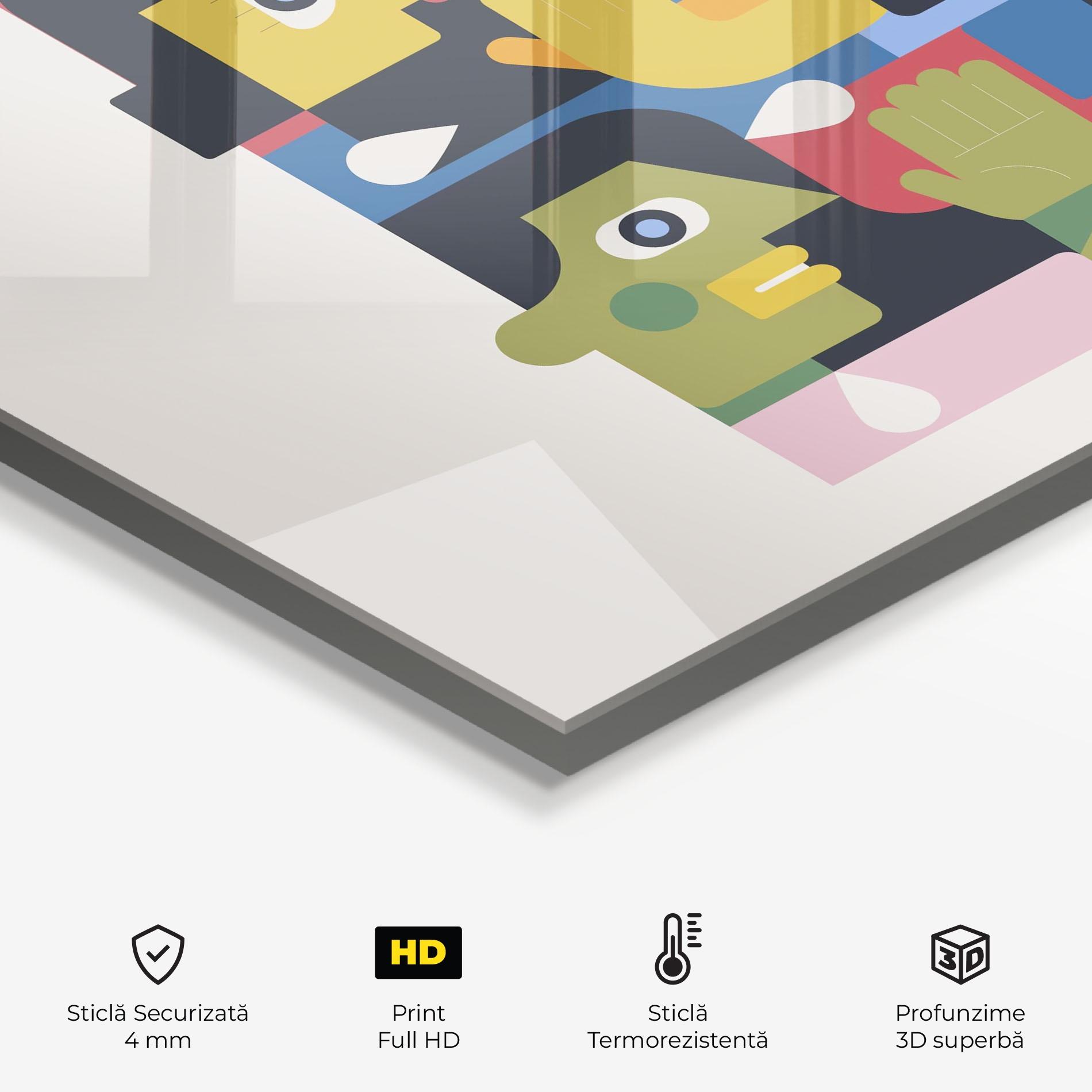 Panou Sticla Bucatarie Minimal People Collage mockup 2