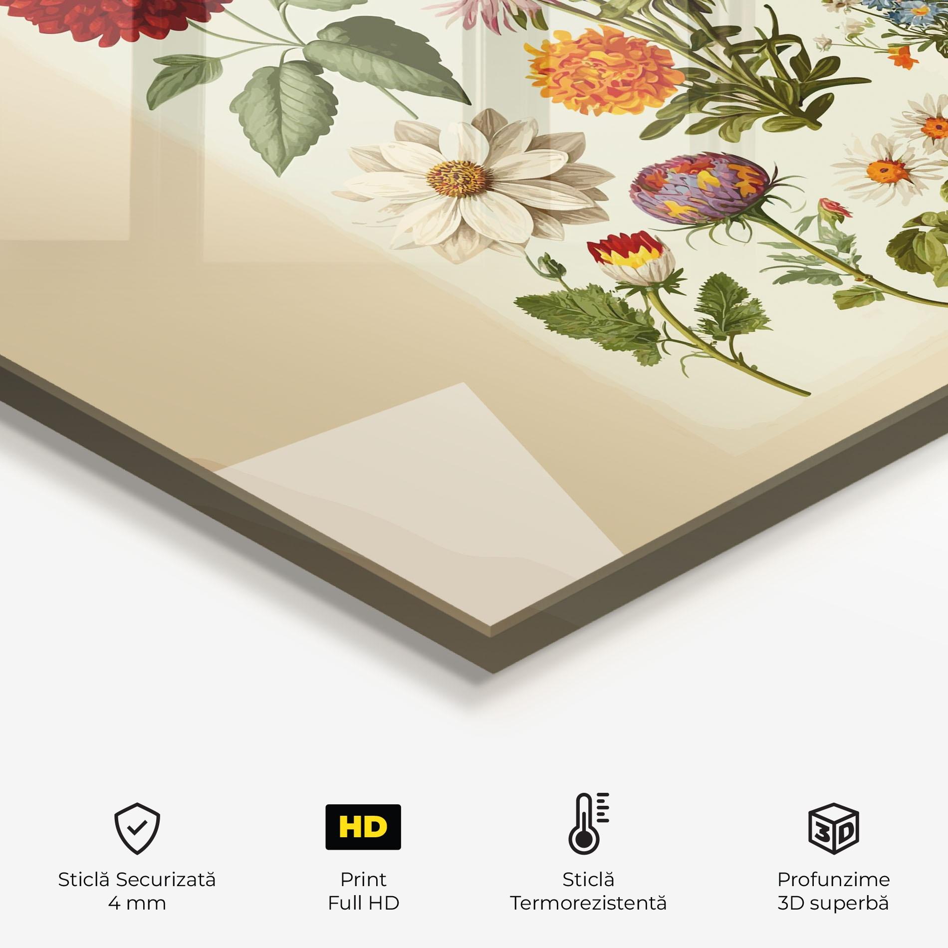 Panou Sticla Bucatarie Vintage Botanical mockup 2