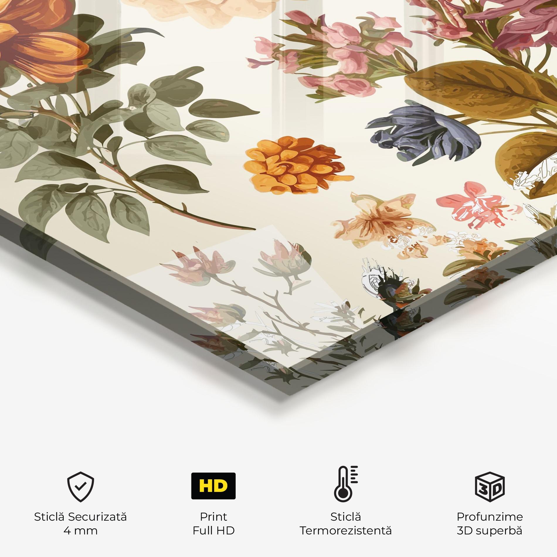 Panou Sticla Bucatarie Vintage Plant Collage mockup 2