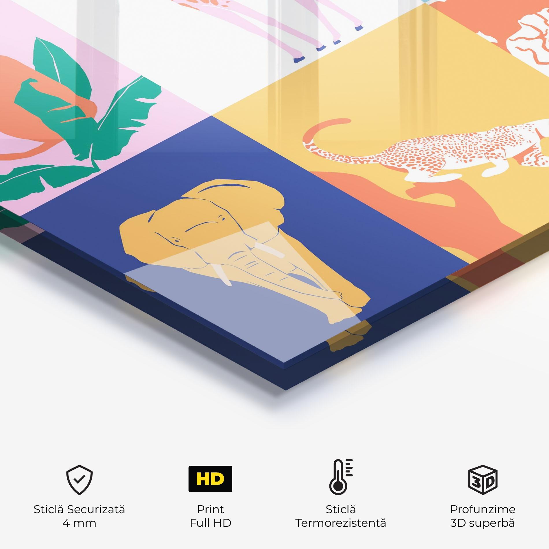 Panou Sticla Bucatarie Wild Life Collage mockup 2