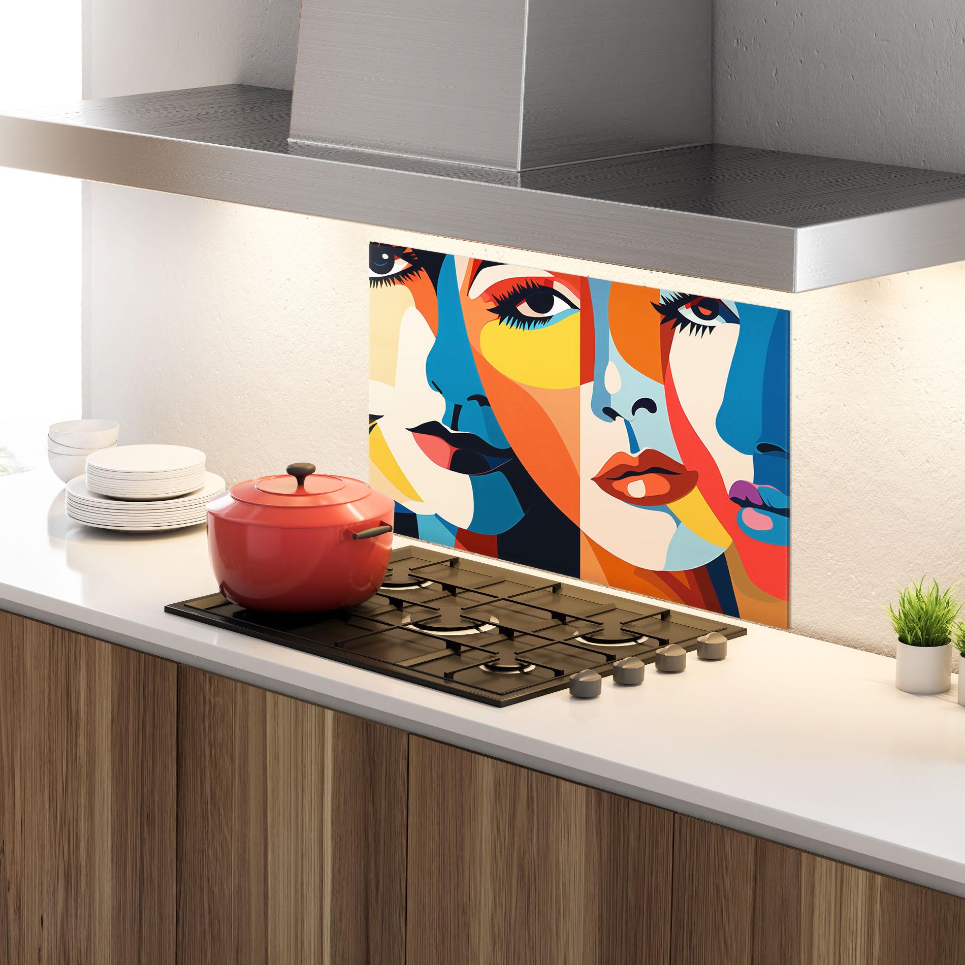 Panou Sticla Bucatarie Beauty Face Collage mockup 4