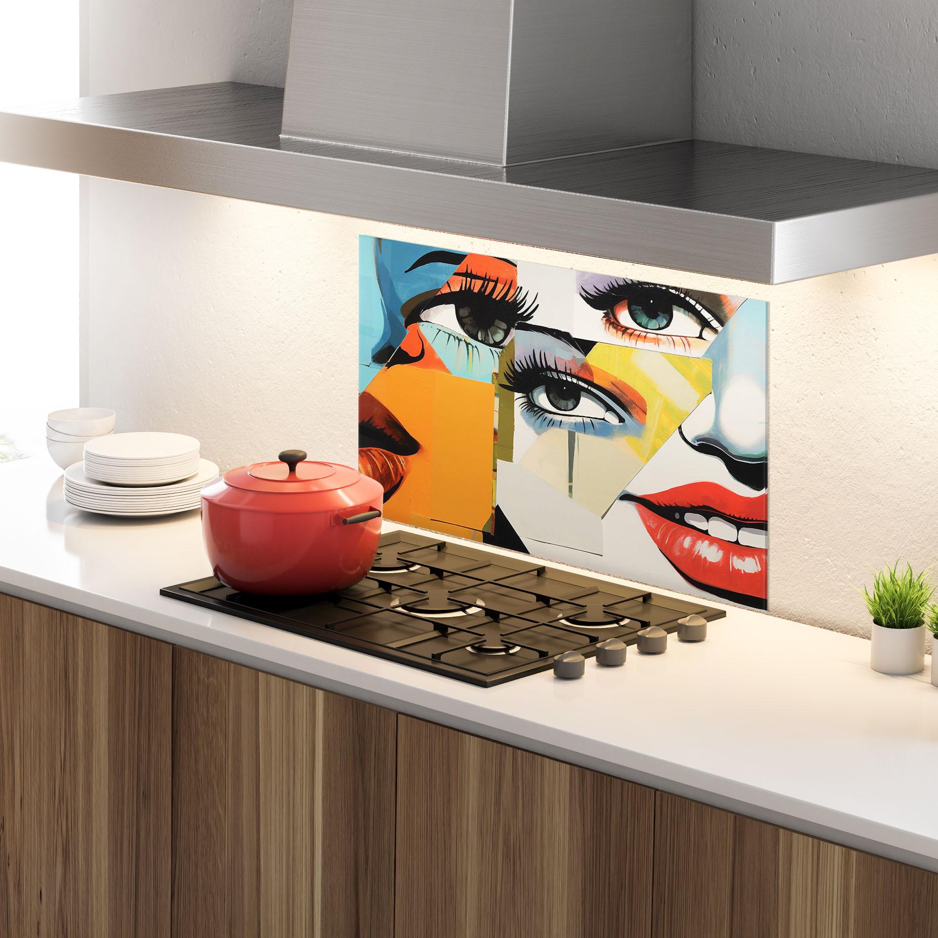 Panou Sticla Bucatarie Drawing Collage mockup 4