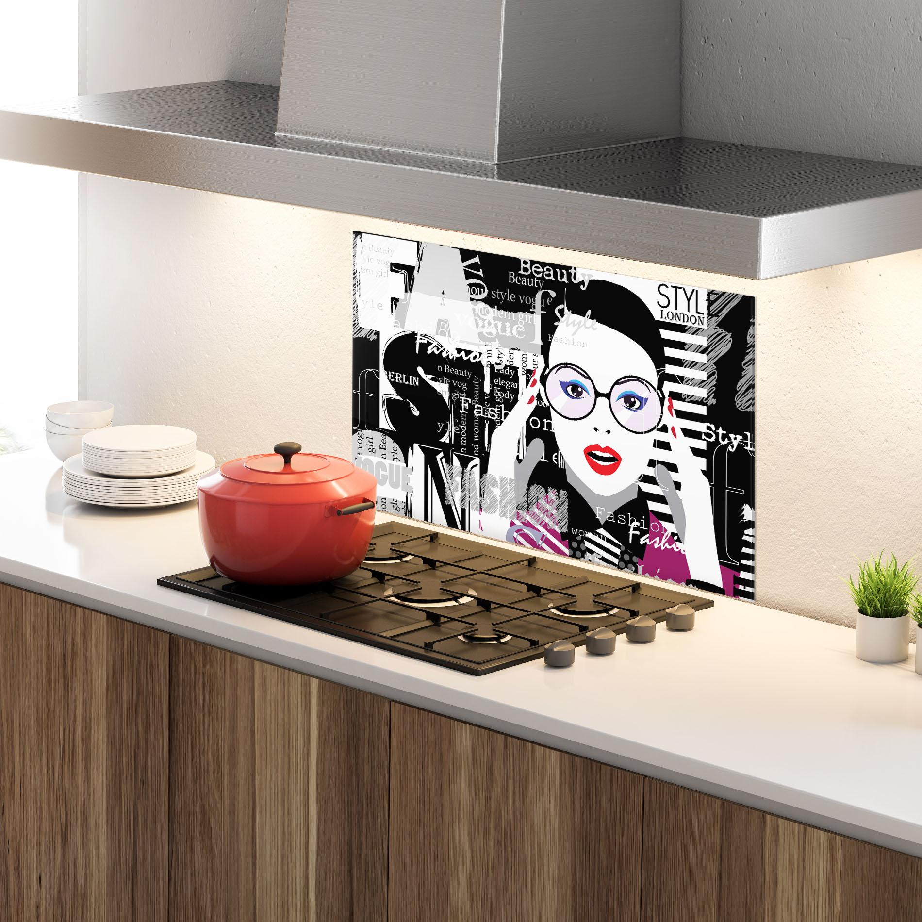 Panou Sticla Bucatarie Fashion Collage mockup 4