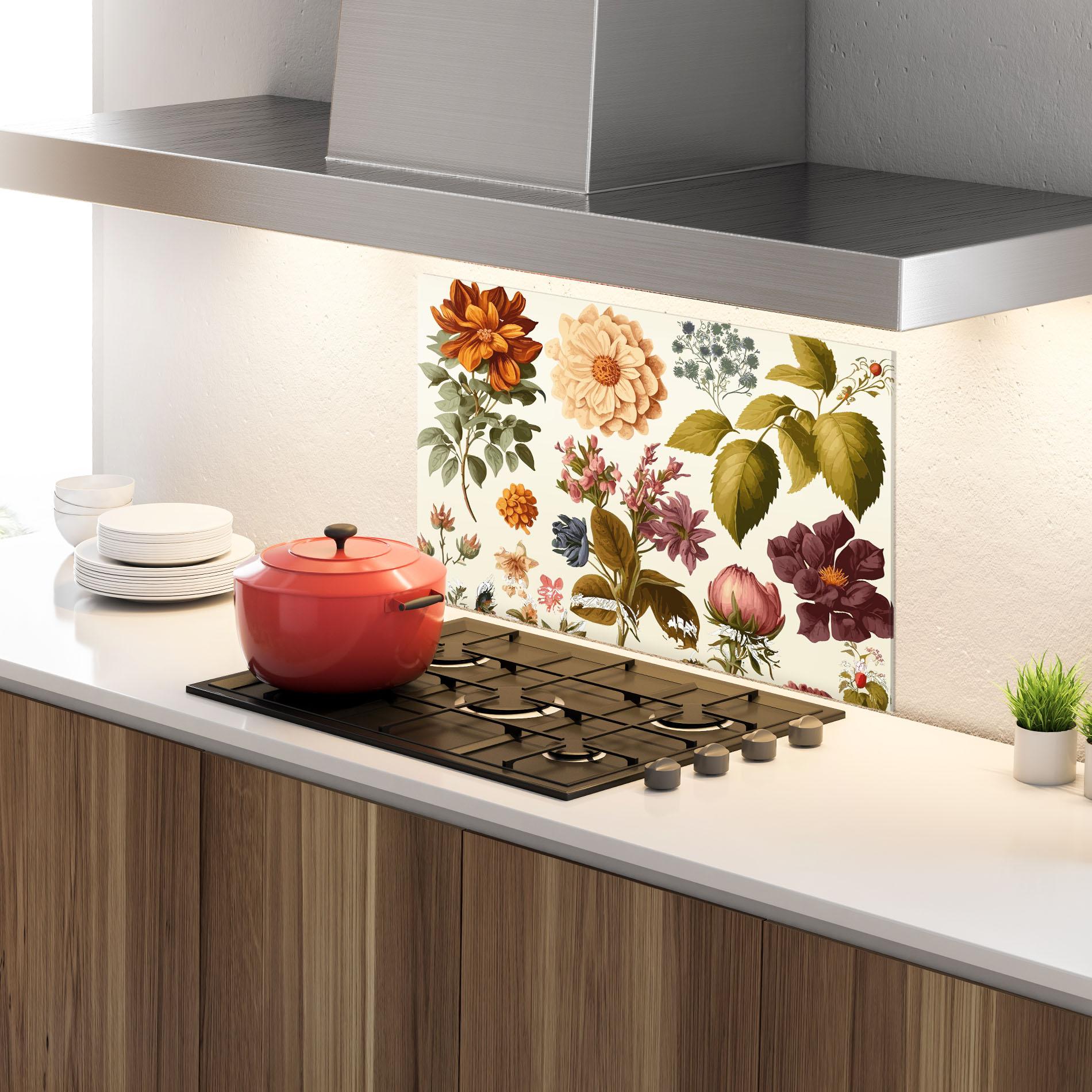 Panou Sticla Bucatarie Vintage Plant Collage mockup 4