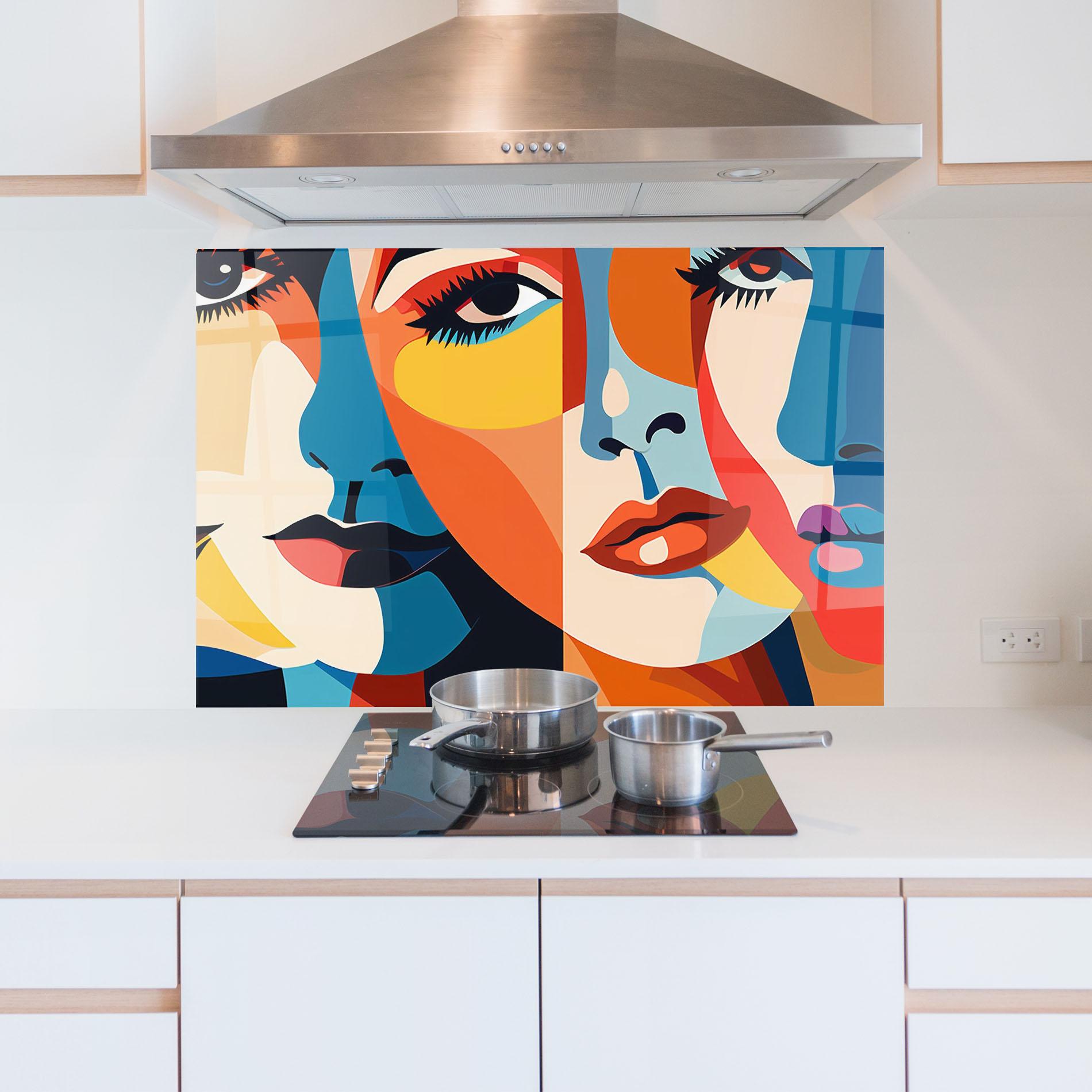 Panou Sticla Bucatarie Beauty Face Collage mockup 5