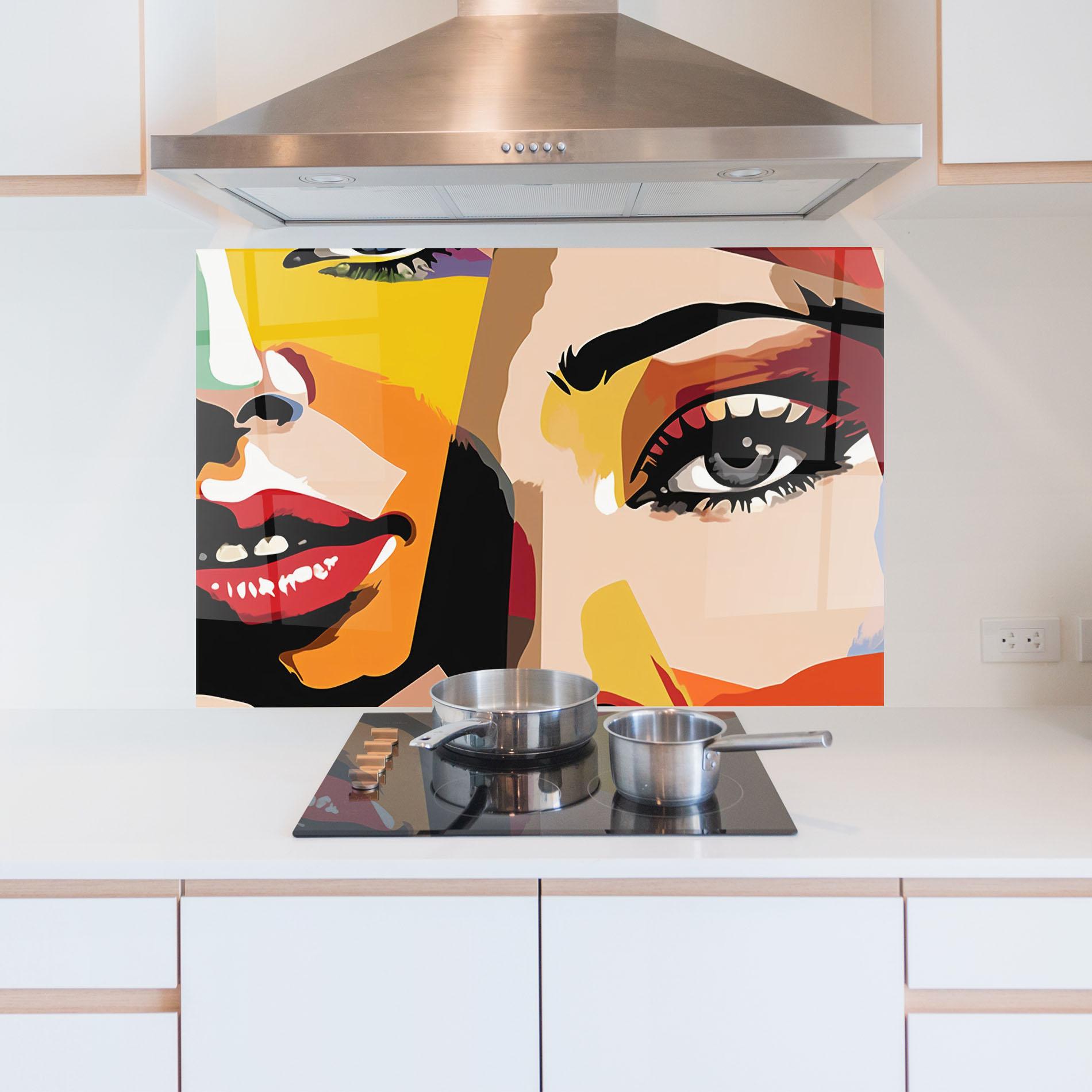 Panou Sticla Bucatarie Beauty Woman Art mockup 5