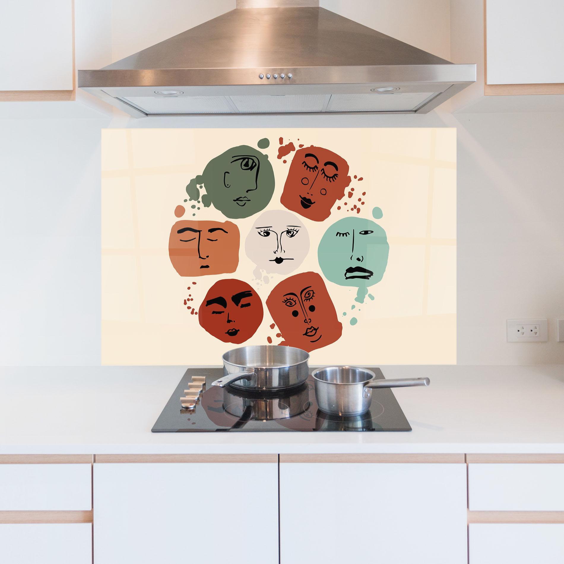 Panou Sticla Bucatarie Circle Faces mockup 5