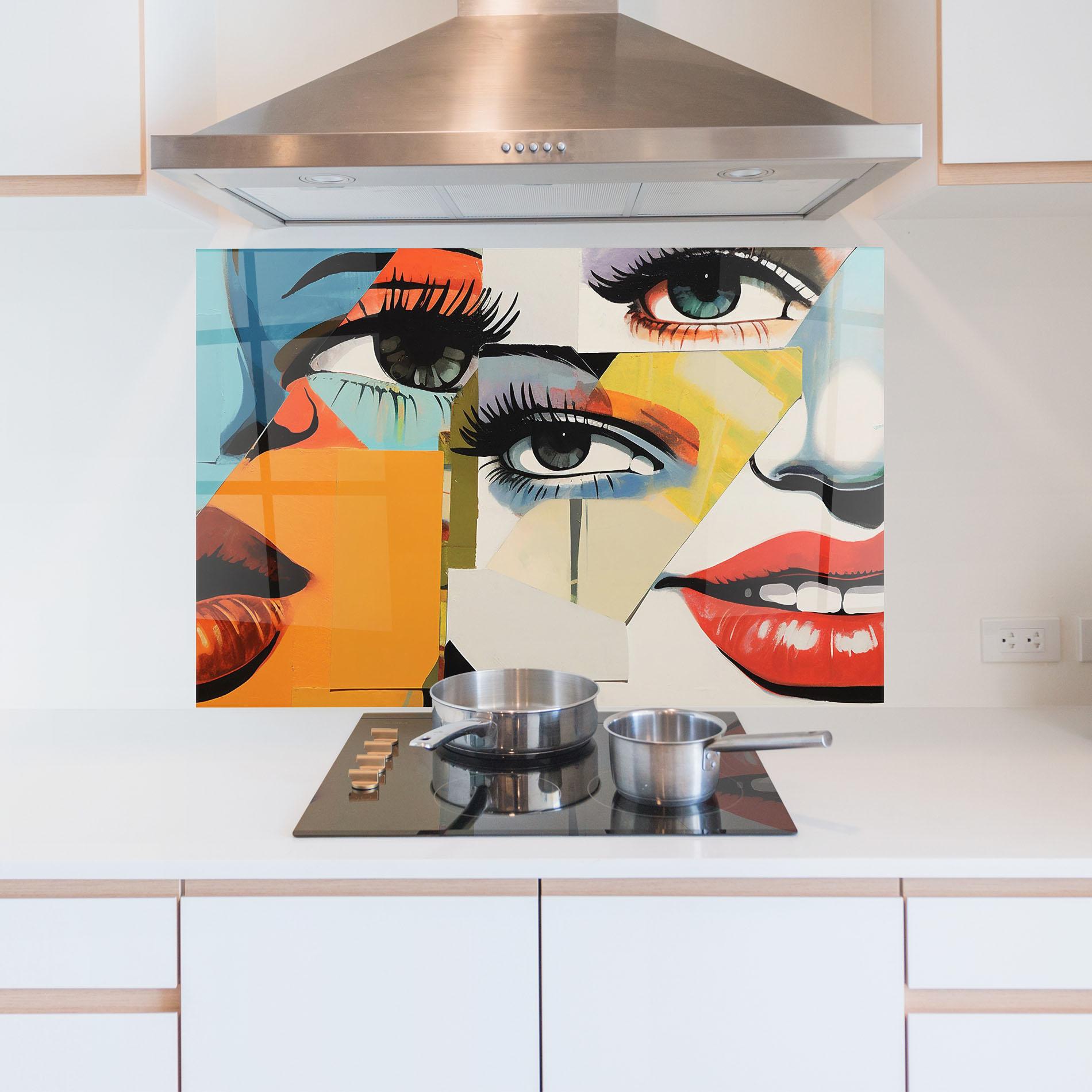 Panou Sticla Bucatarie Drawing Collage mockup 5