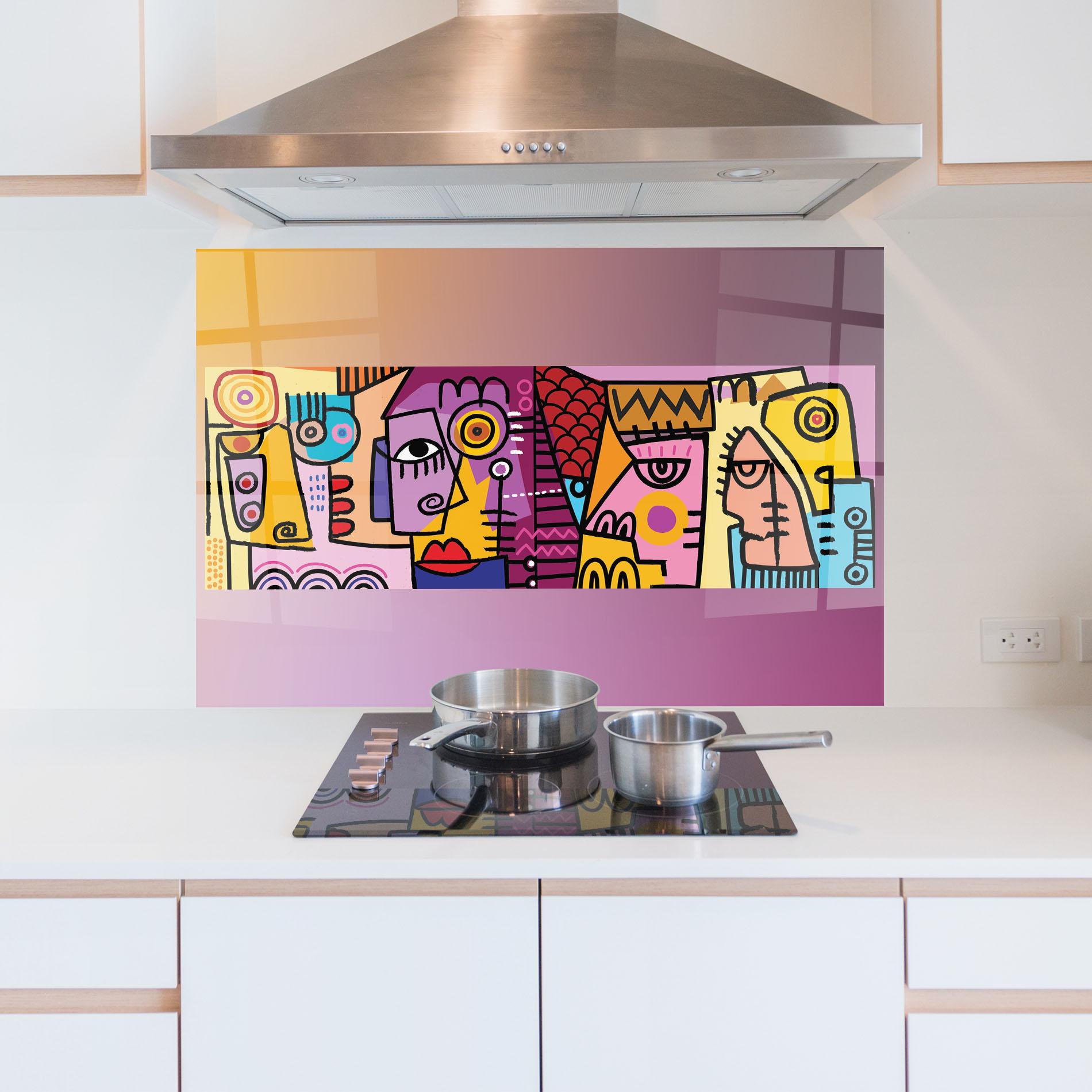 Panou Sticla Bucatarie Face Group Purple mockup 5