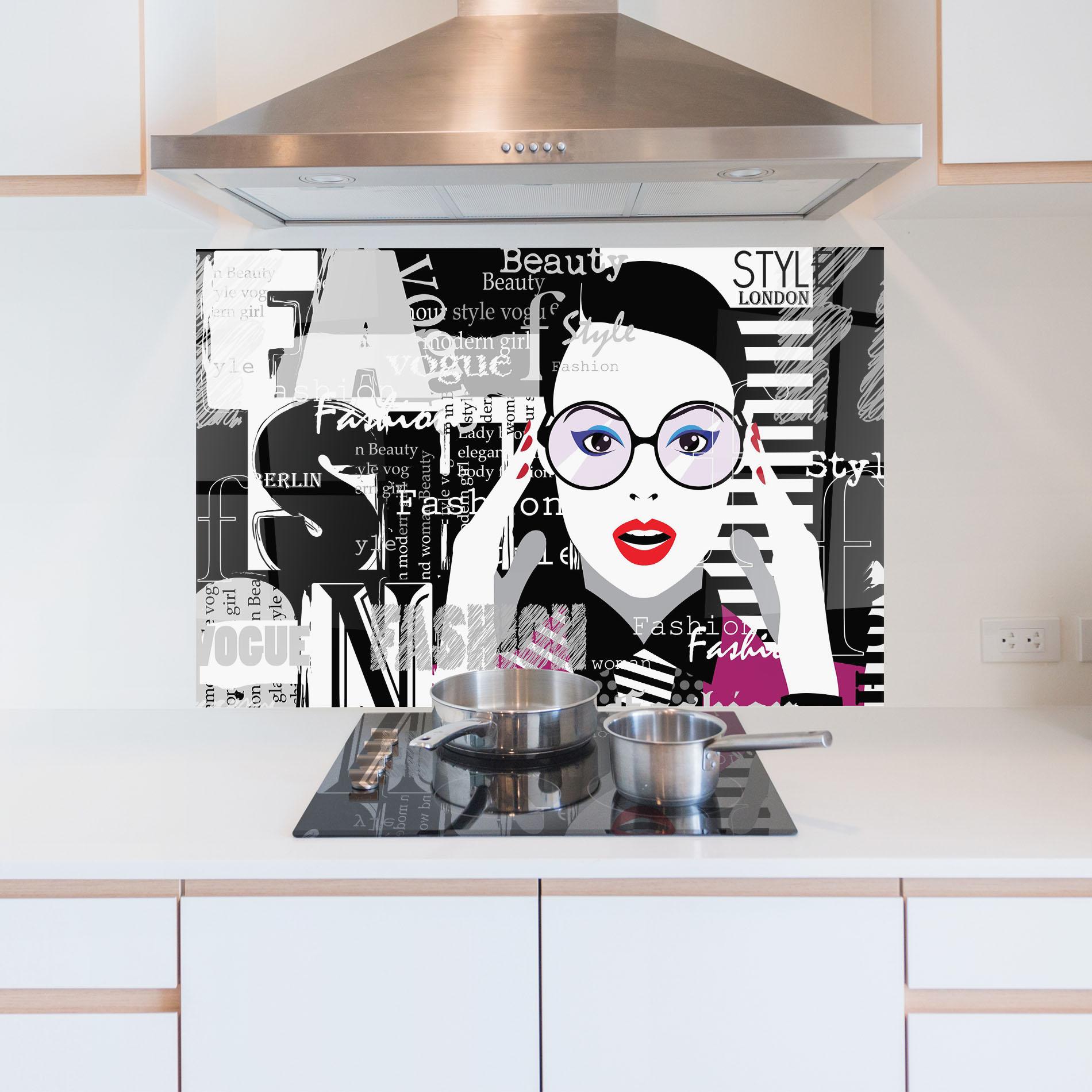 Panou Sticla Bucatarie Fashion Collage mockup 5